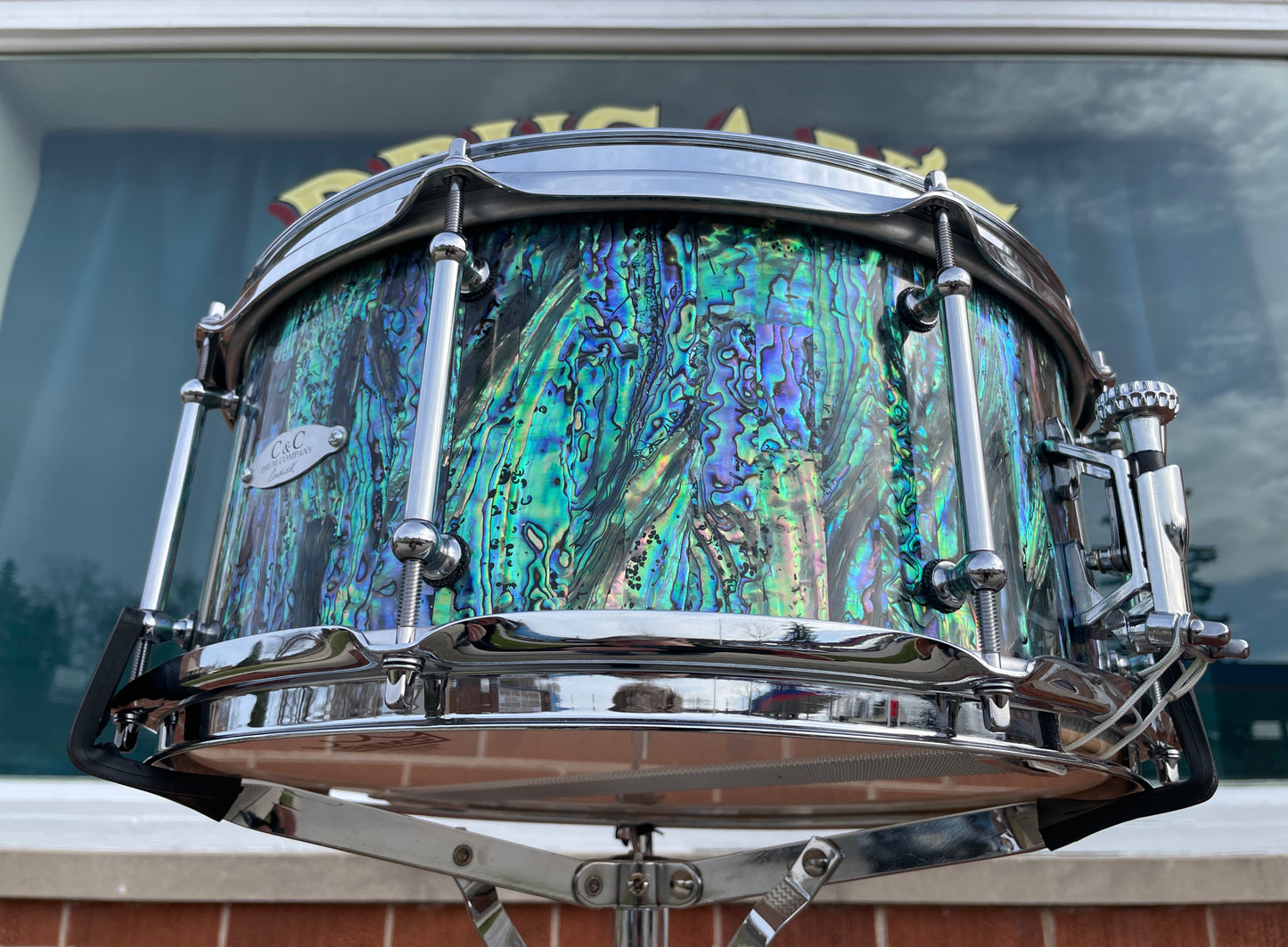 C&C Drum Company Custom 6.5x14 12th & Vine Snare Drum Black Paua Abalone *Video Demo*