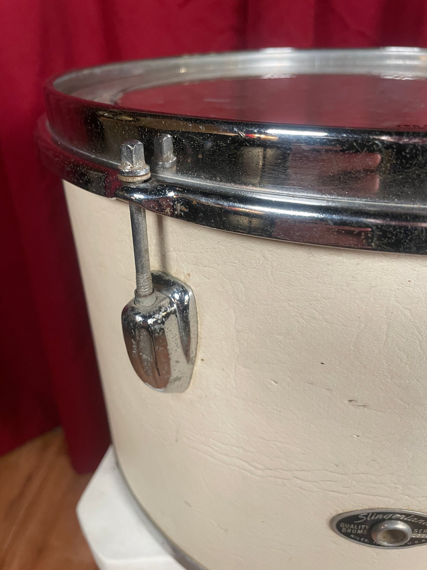 1975 Slingerland Sound King 9x13 Concert Tom Classic White Cordova Leatherette Wrap 13x9