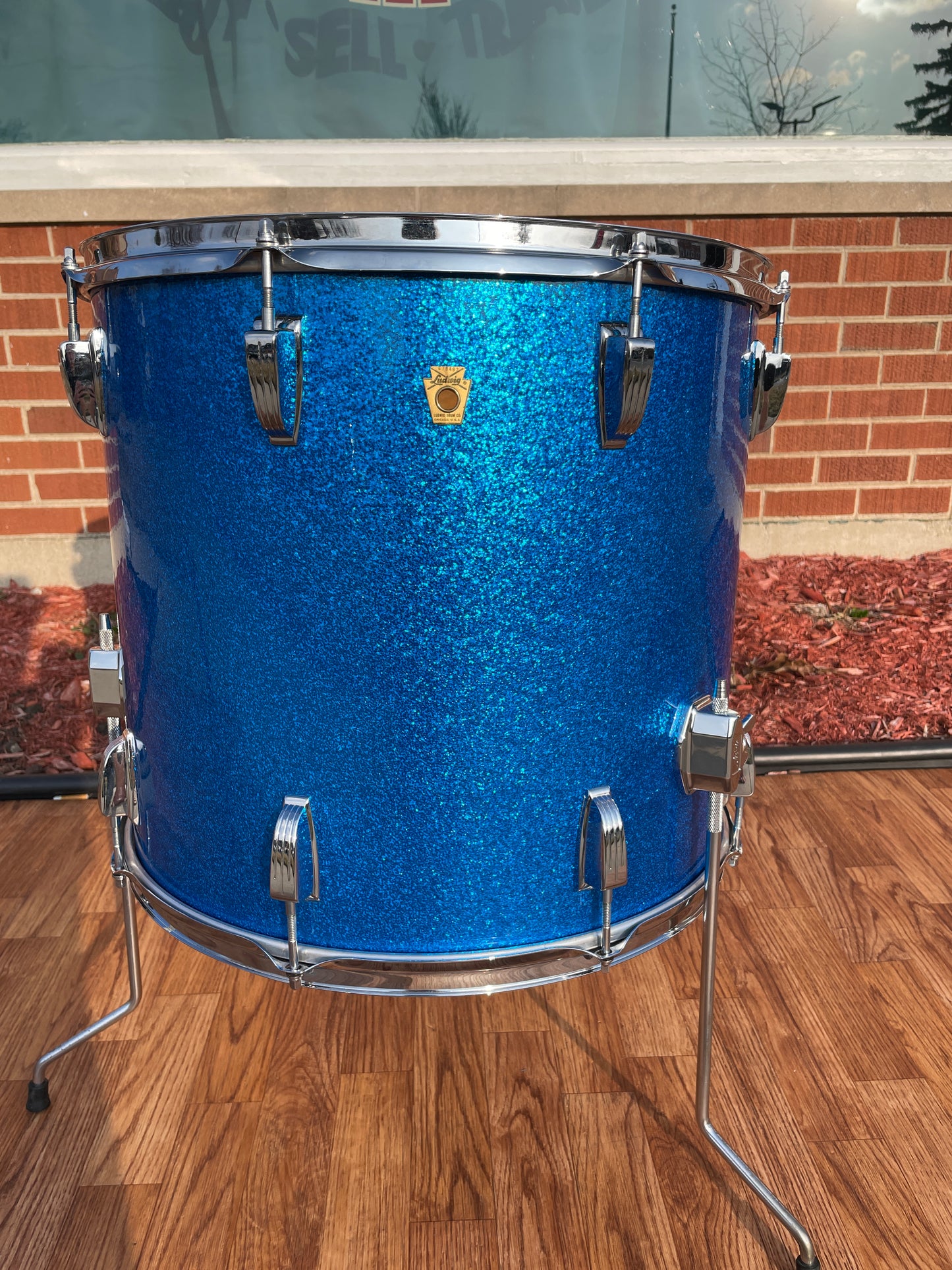 1968-1969 Ludwig 16x18 Floor Tom Drum Blue Sparkle