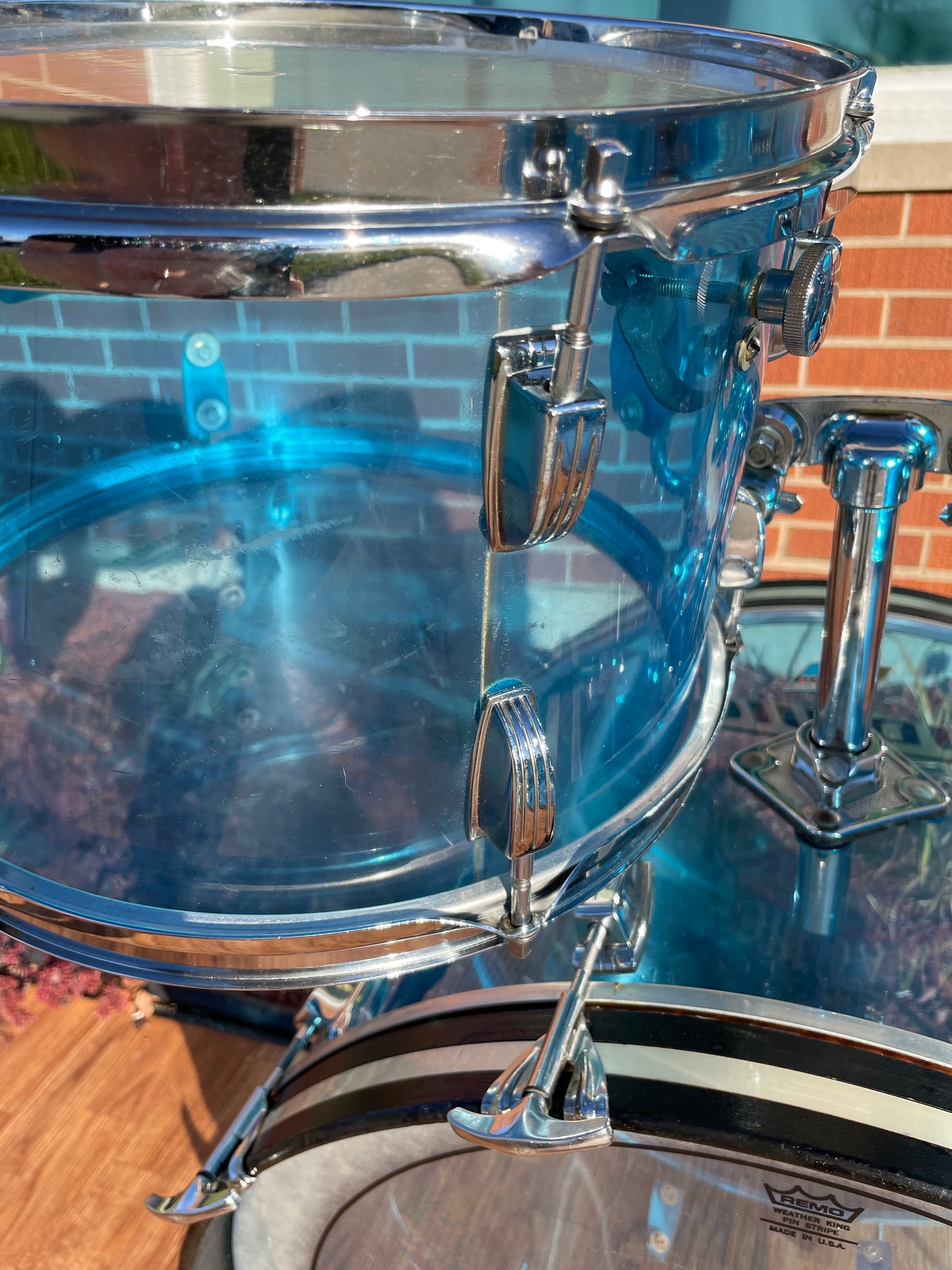 1970s Ludwig Blue Vistalite Big Beat Outfit Drum Set 22/12/13/16