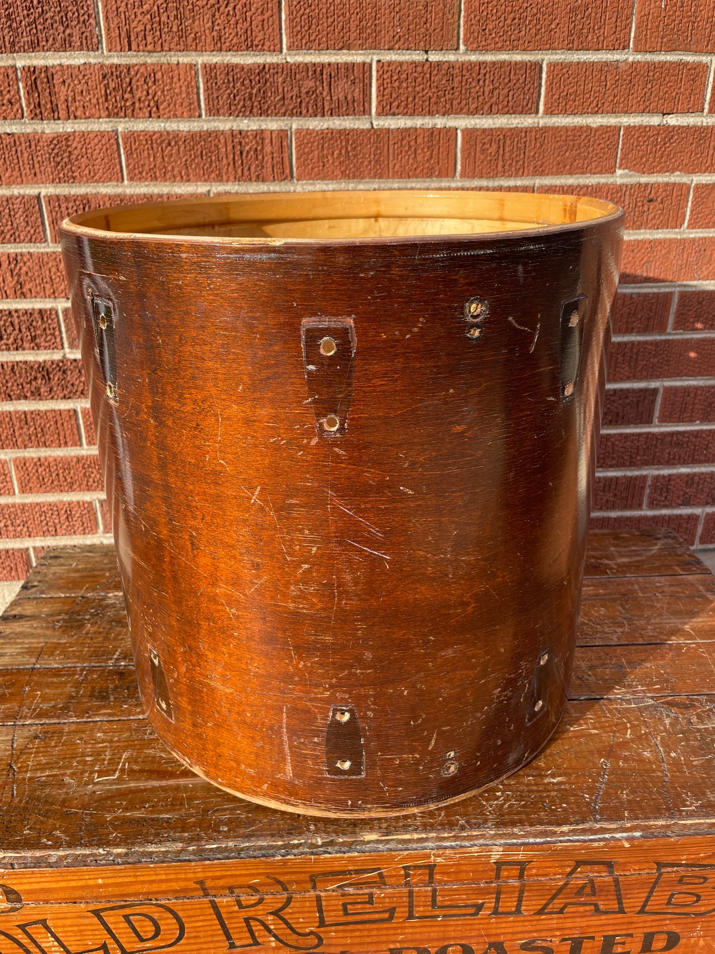 1970s Ludwig 16x16 Floor Tom Drum Shell Walnut Thermo-Gloss