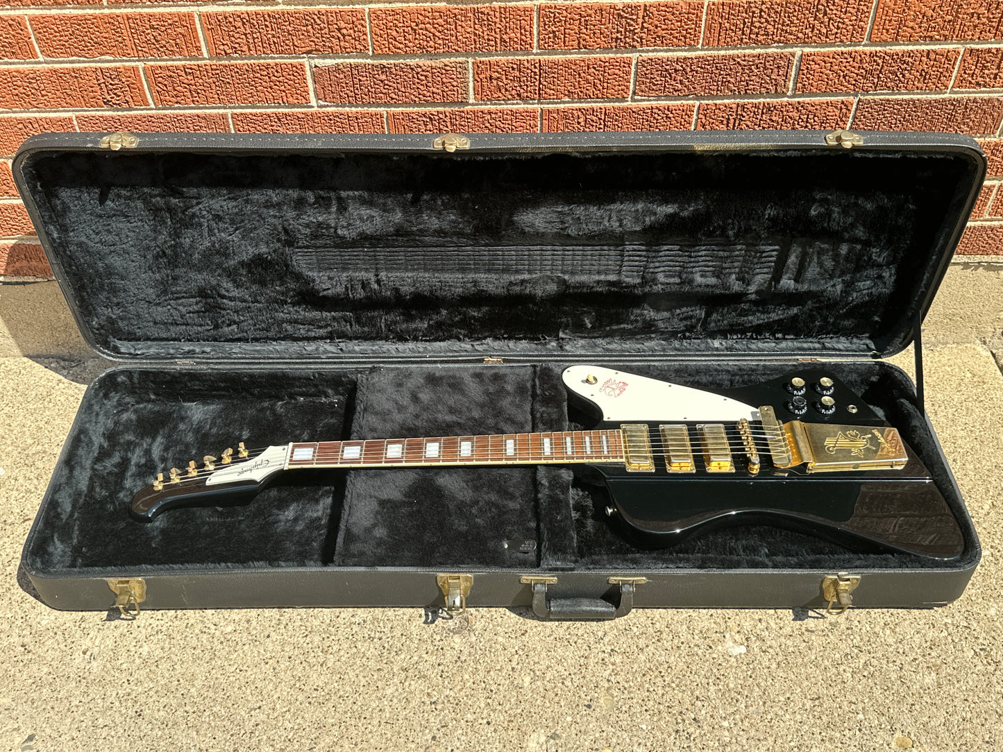 1999 Epiphone Firebird VII 3 Pickup Electric Guitar Ebony Black w/ OHSC