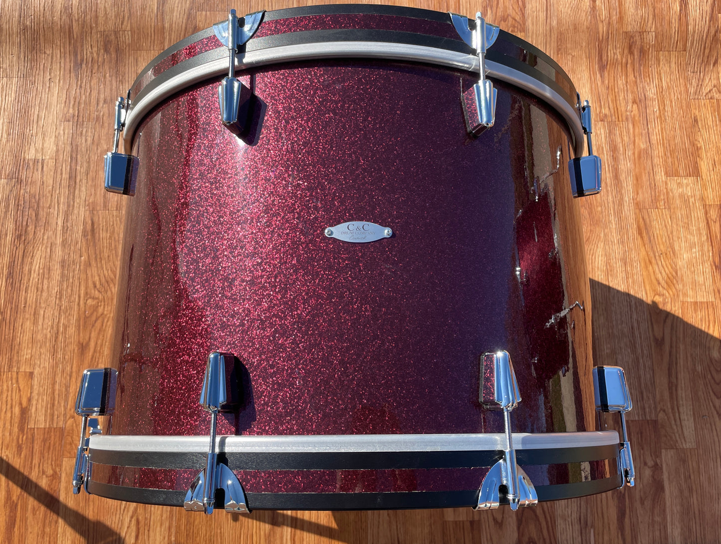 C&C Drum Company Gladstone Big Beat Drum Set Burgundy Sparkle, Bass Drum