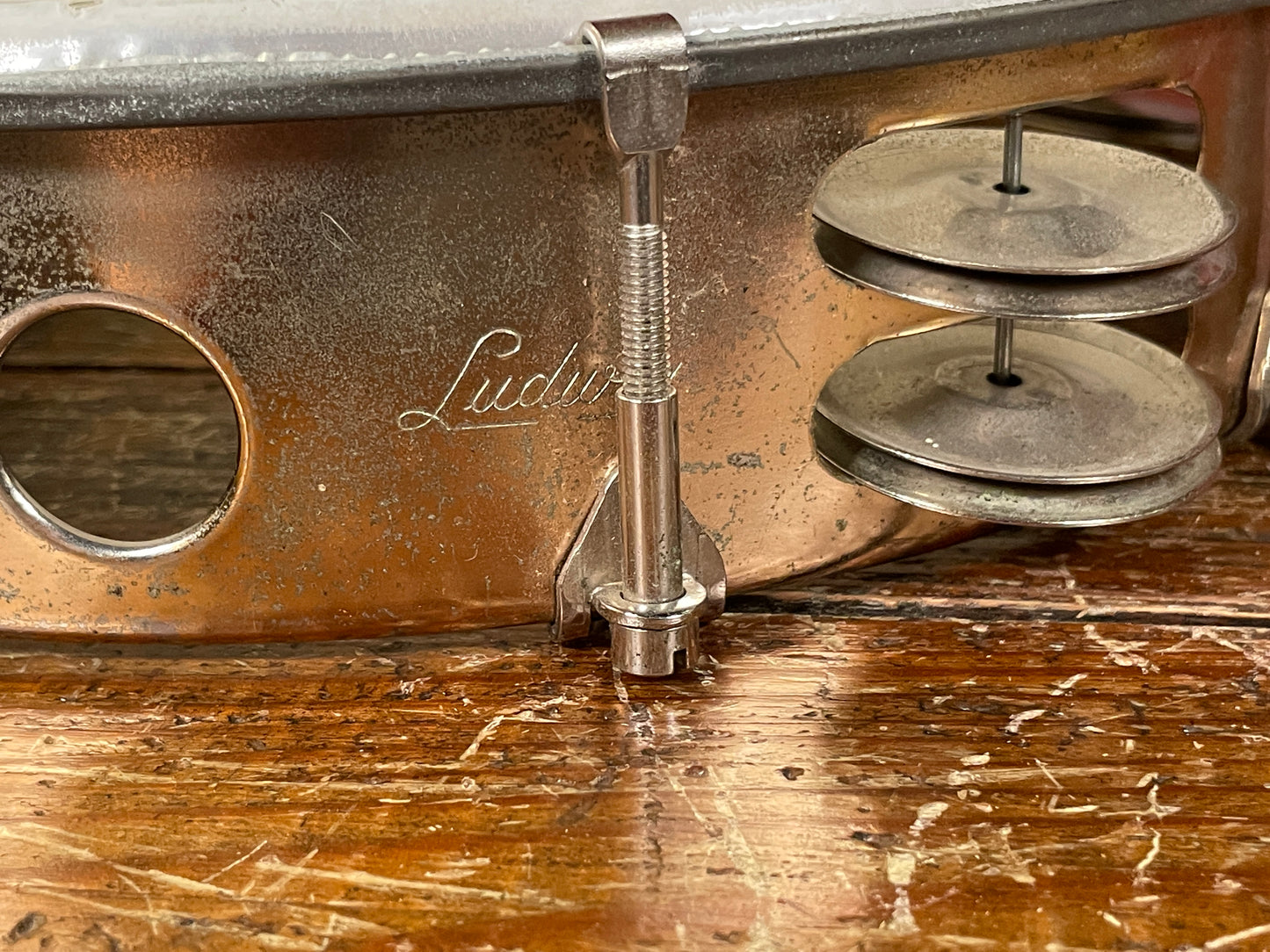 Vintage Ludwig 10" Bronze Double Row Tunable Tambourine No. 98A 1960s/1970s