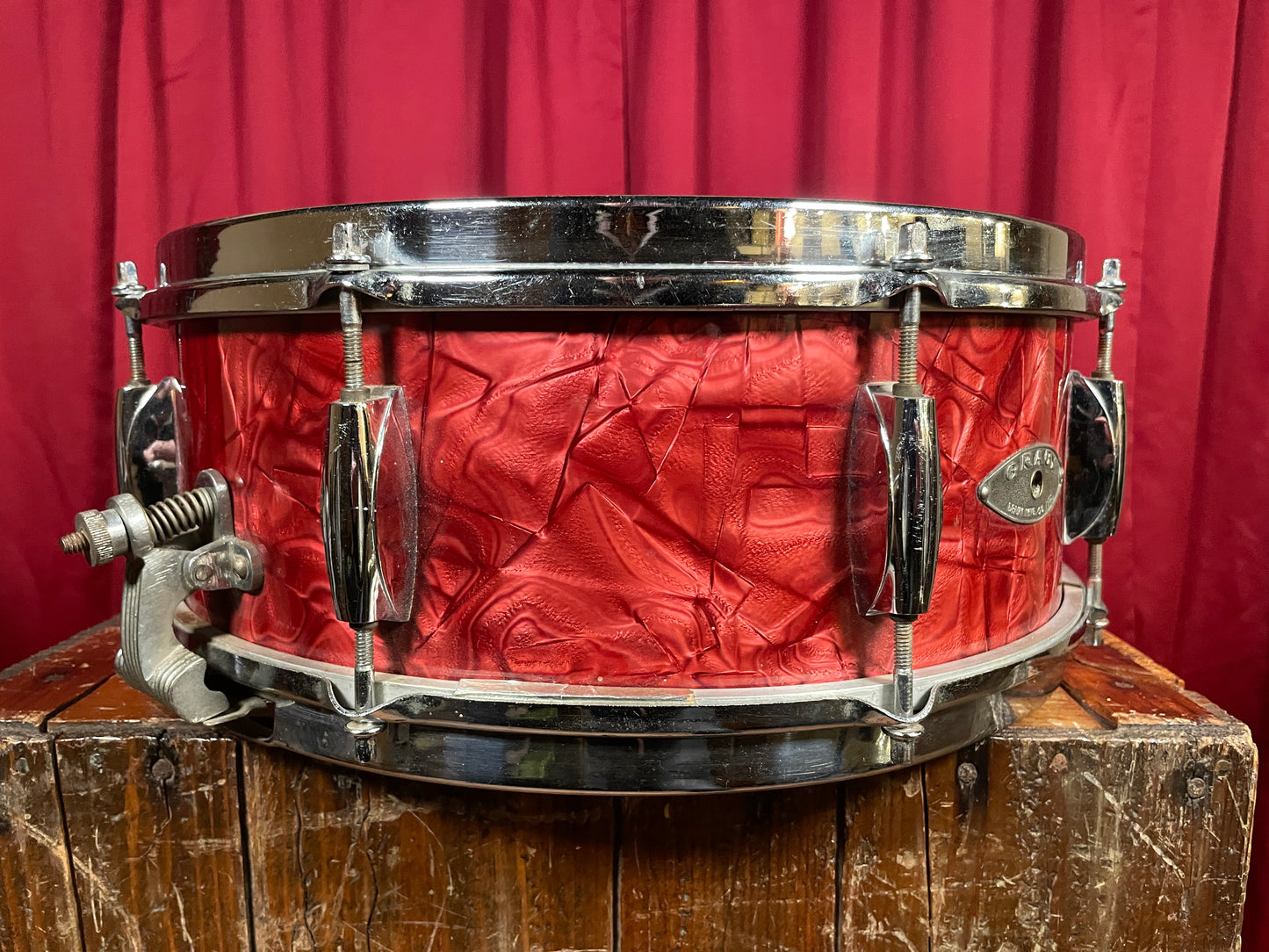 1960s Gracy 5.5x14 Snare Drum Red Pearl 8-Lug MIJ