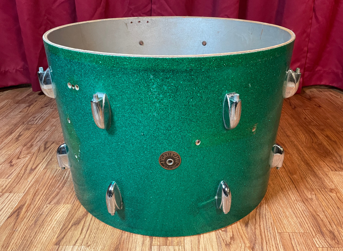 1960s Gretsch Round Badge 14x20 Bass Drum Green Sparkle