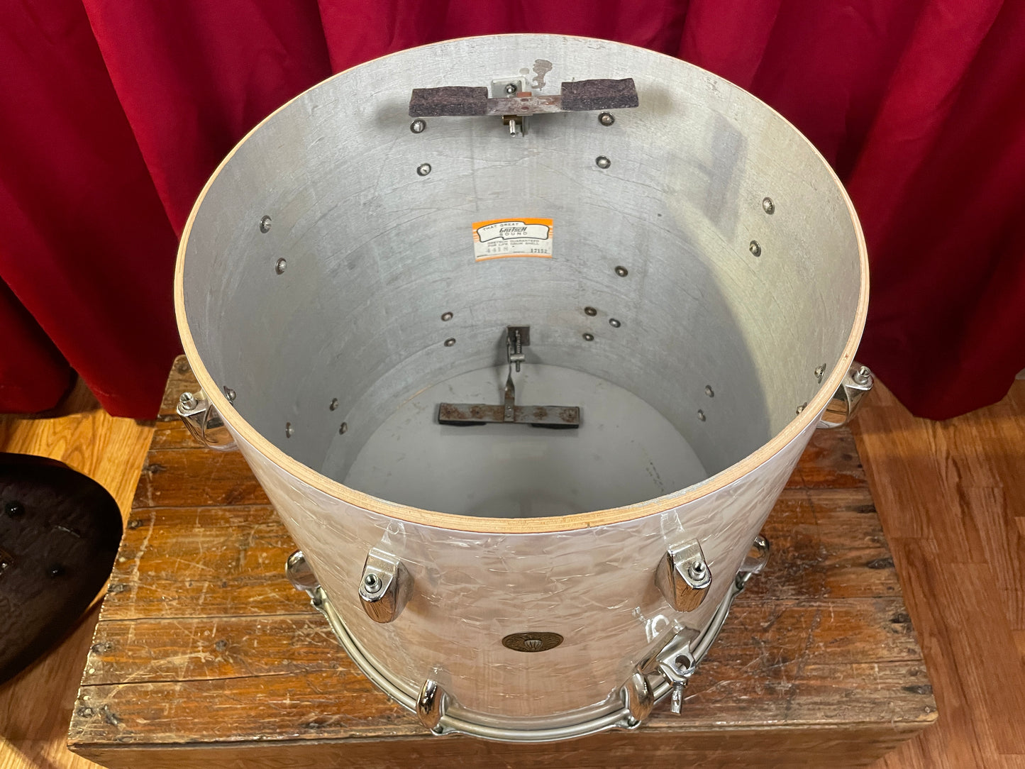 1960s Gretsch No. 4418 16x16 Floor Tom Drum White Marine Pearl Round Badge