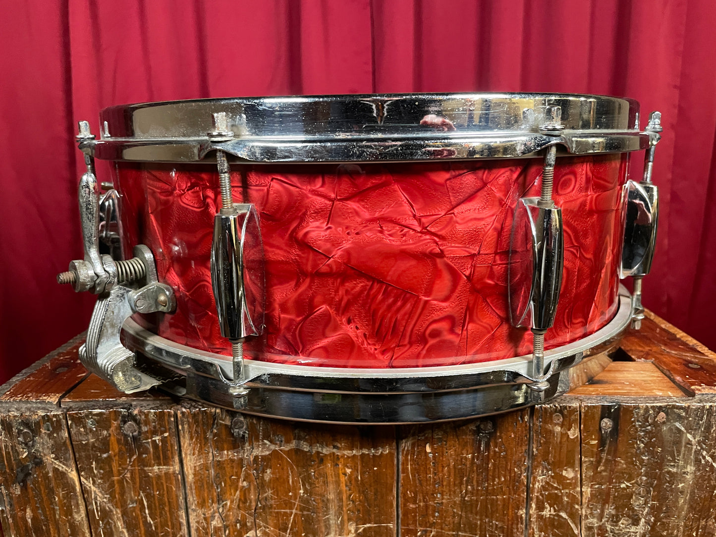 1960s Gracy 5.5x14 Snare Drum Red Pearl 8-Lug MIJ