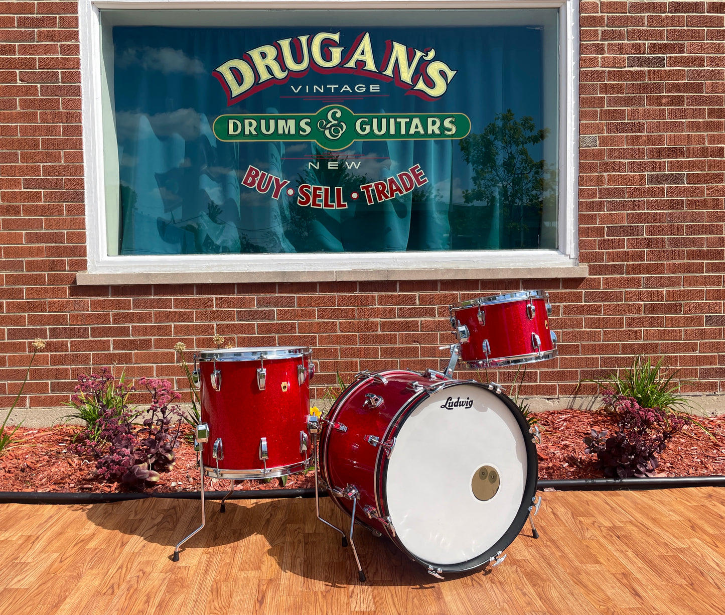 1960s Ludwig Downbeat Drum Set Red Sparkle 20/12/14