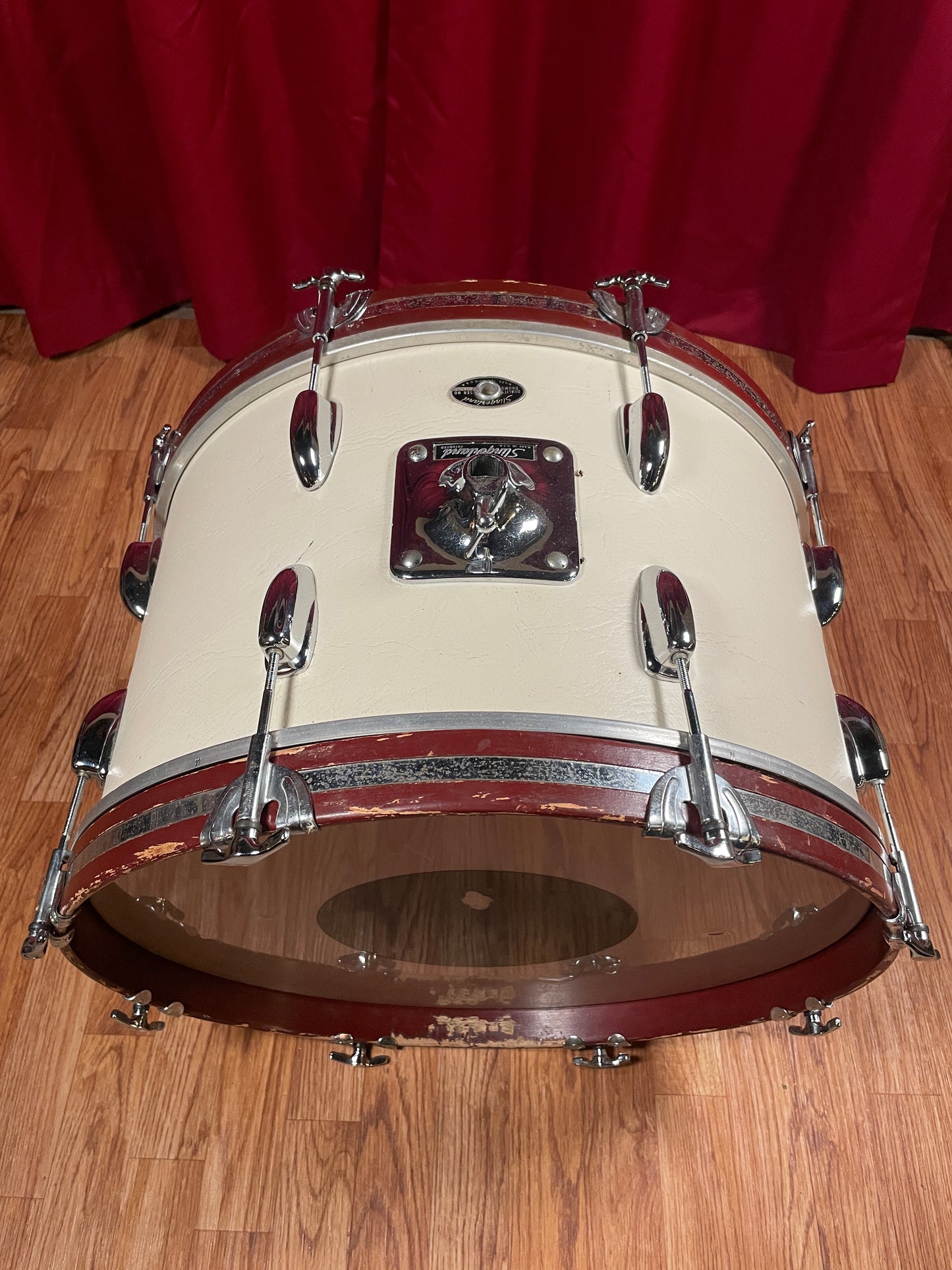 1975 Slingerland Sound King 12x20 Bass Drum Classic White Cordova Leatherette Wrap