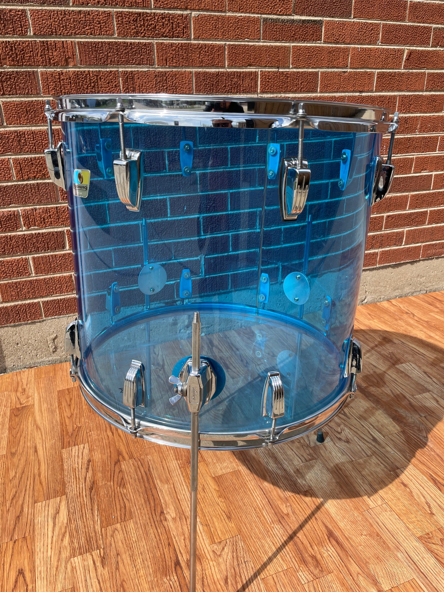 1970s Ludwig Vistalite 16x18 Floor Tom Drum Blue