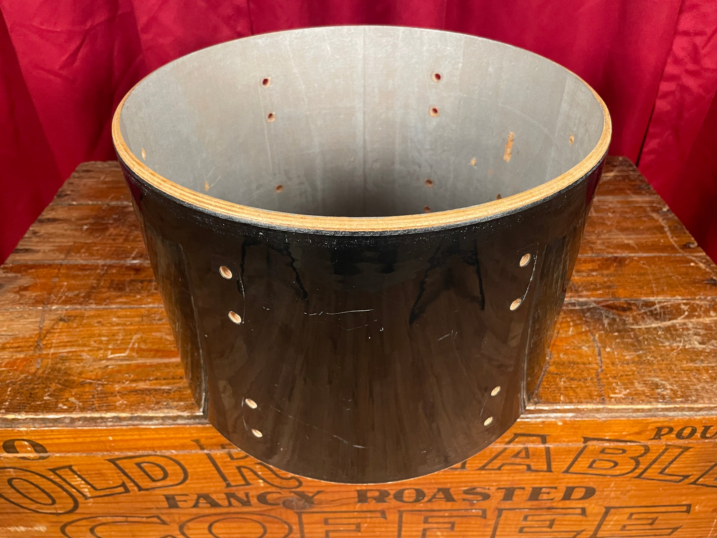 1960s Gretsch Round Badge 9x13 Tom Drum Shell Jet Black Nitron 6-Ply