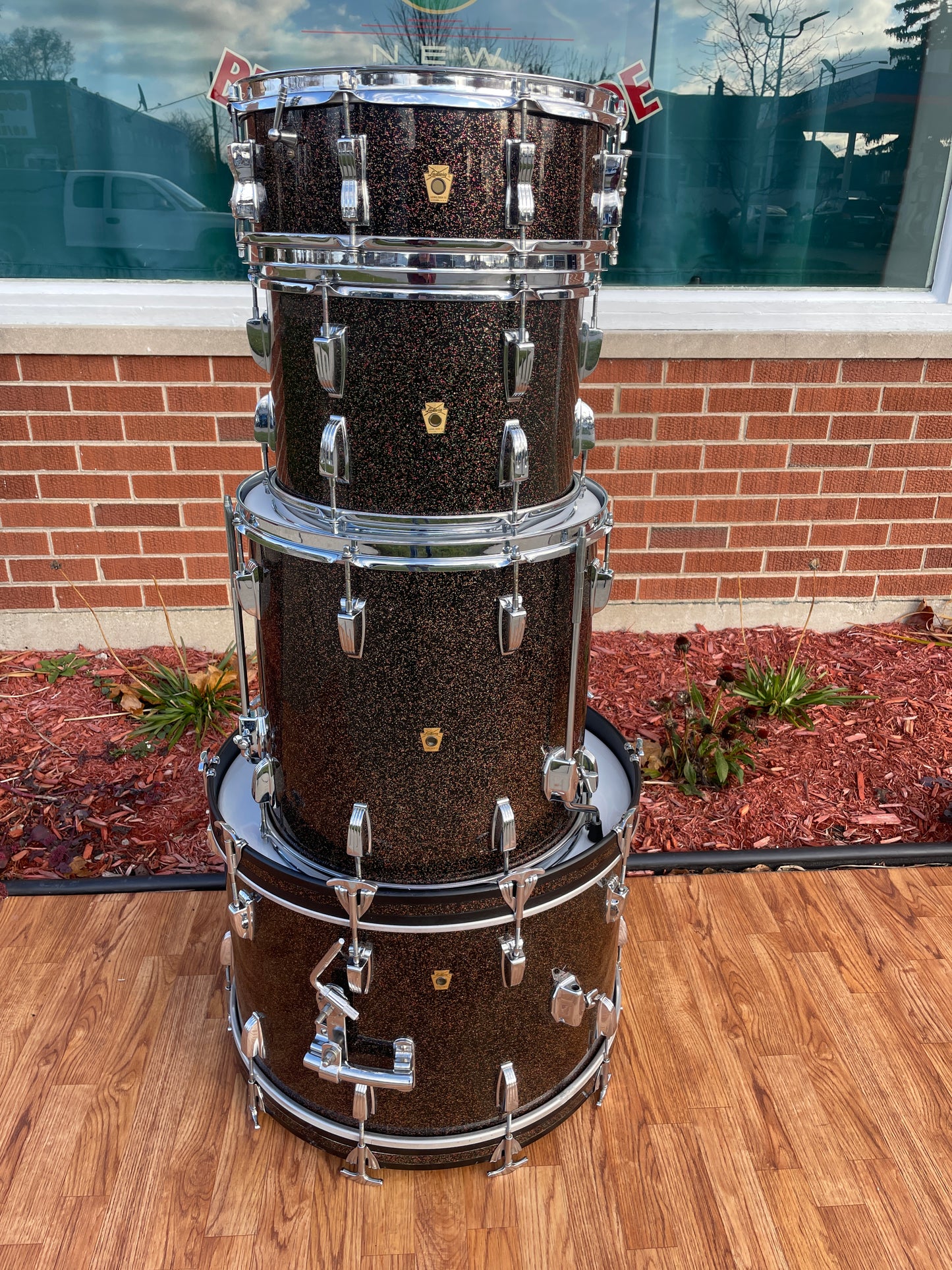 1960s Ludwig Super Classic Drum Set Black Galaxy Sparkle 22/13/16