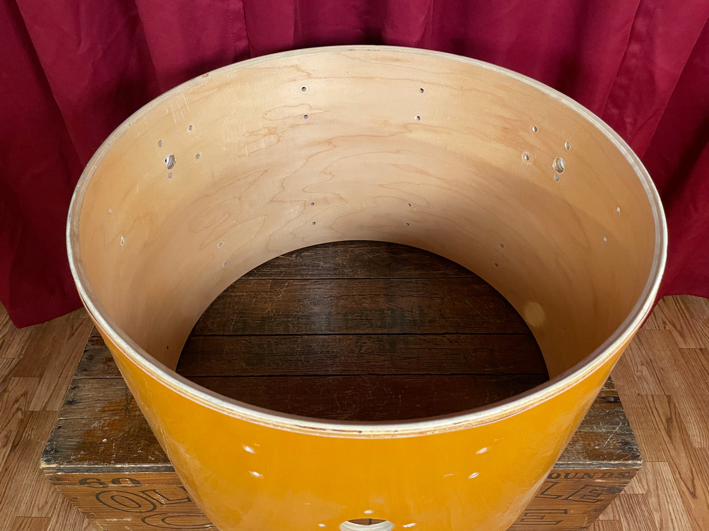 1980s Ludwig 14x22 Bass Drum Shell Gold Silk 6-Ply