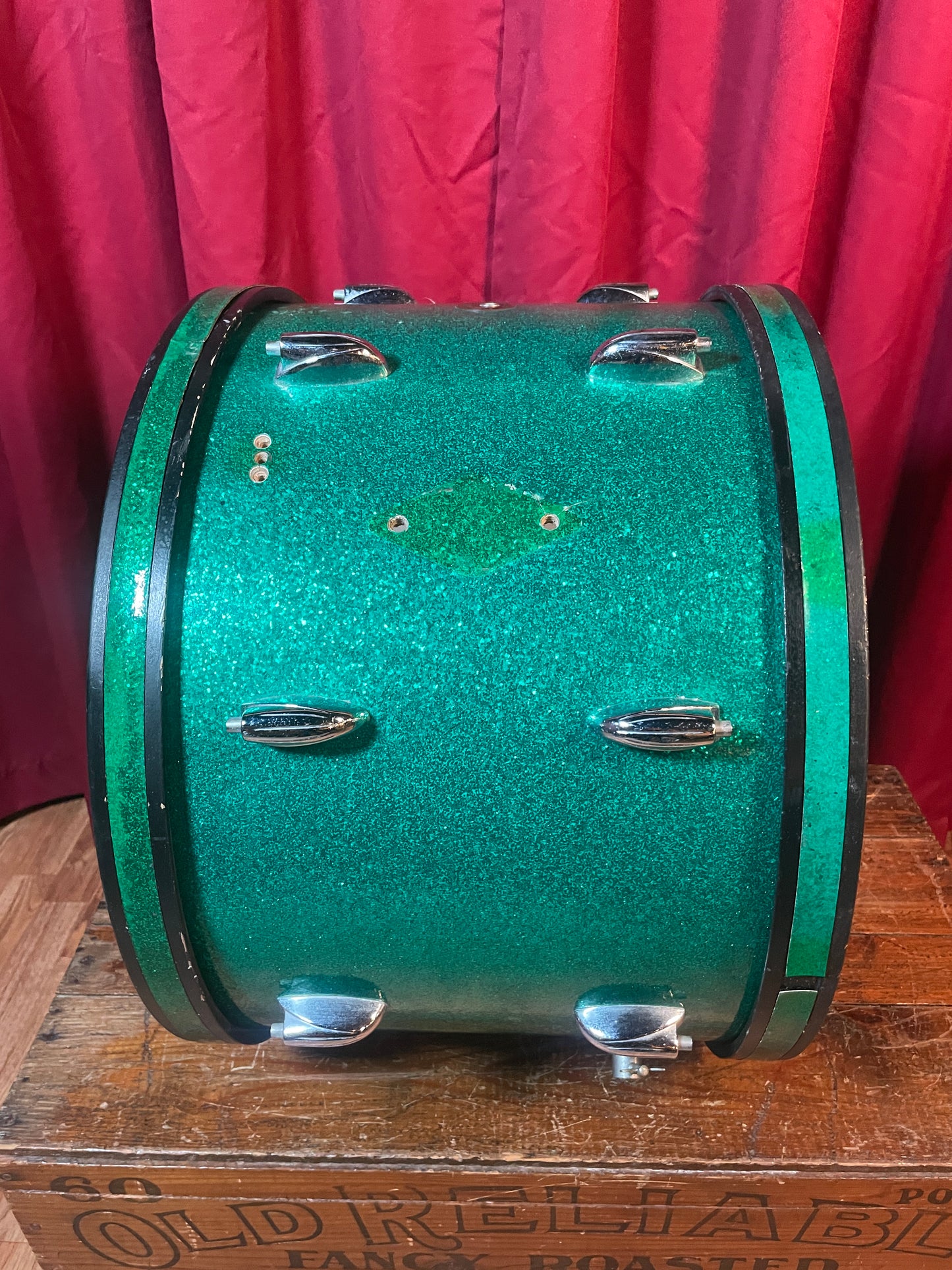 1960s Gretsch Round Badge 14x20 Bass Drum Green Sparkle