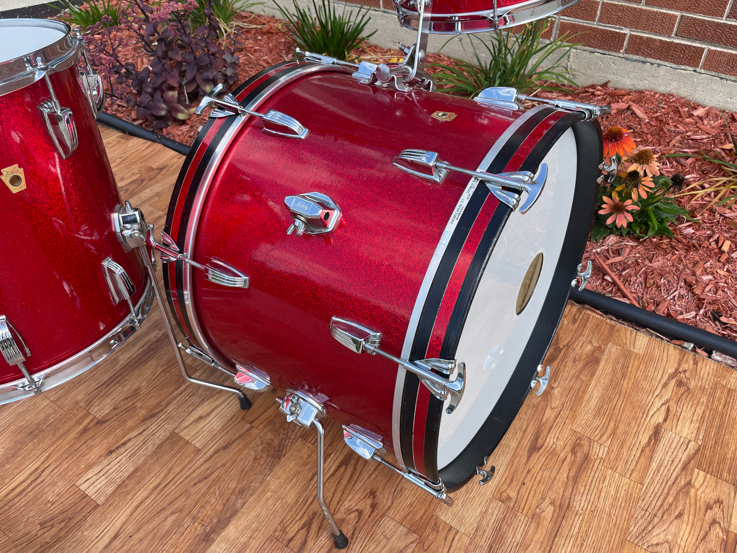 1960s Ludwig Downbeat Drum Set Red Sparkle 20/12/14