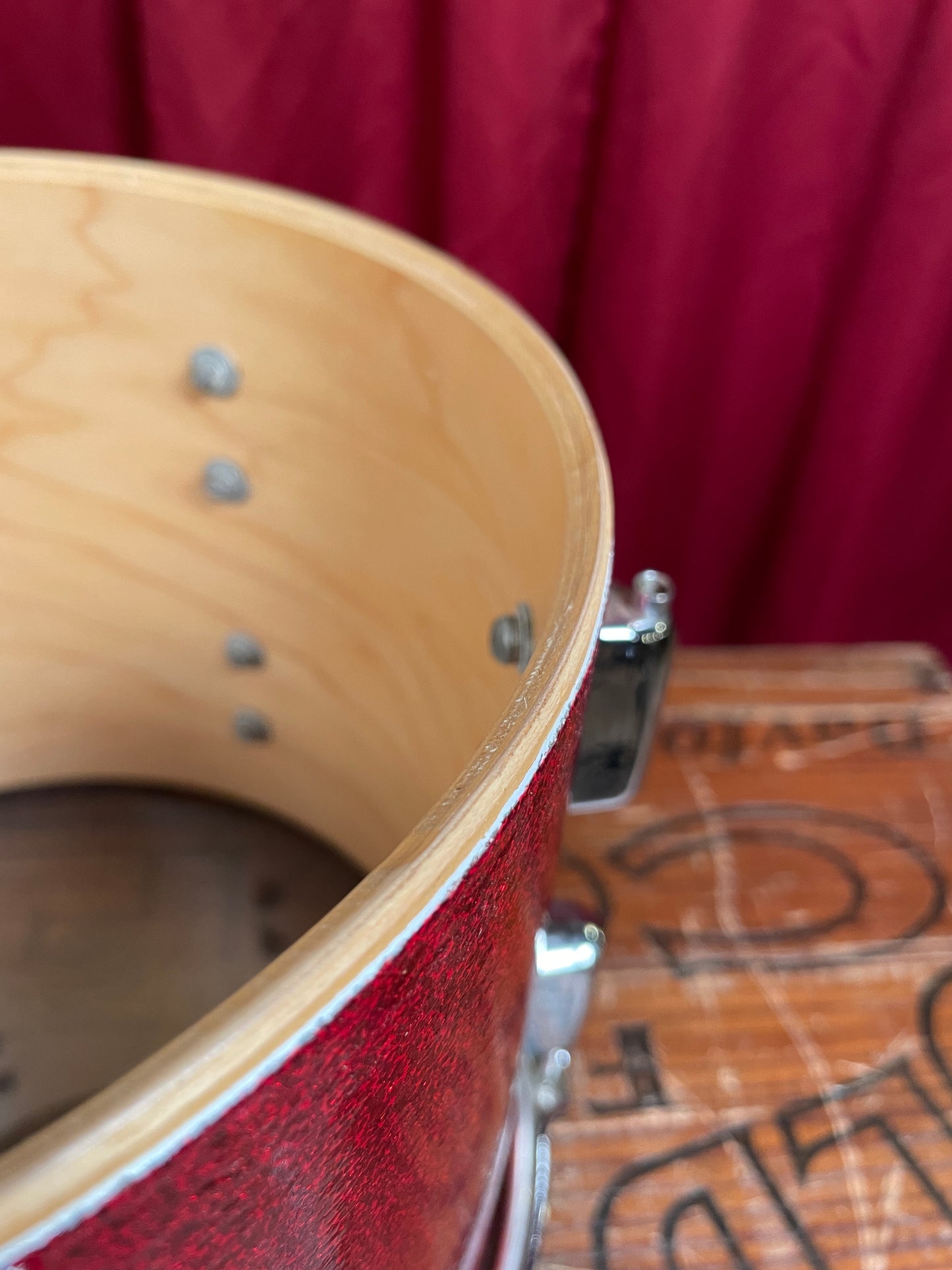 Rogers Clone 8x10 Tom Drum Red Sparkle Bread And Butter Lug Keller Shell