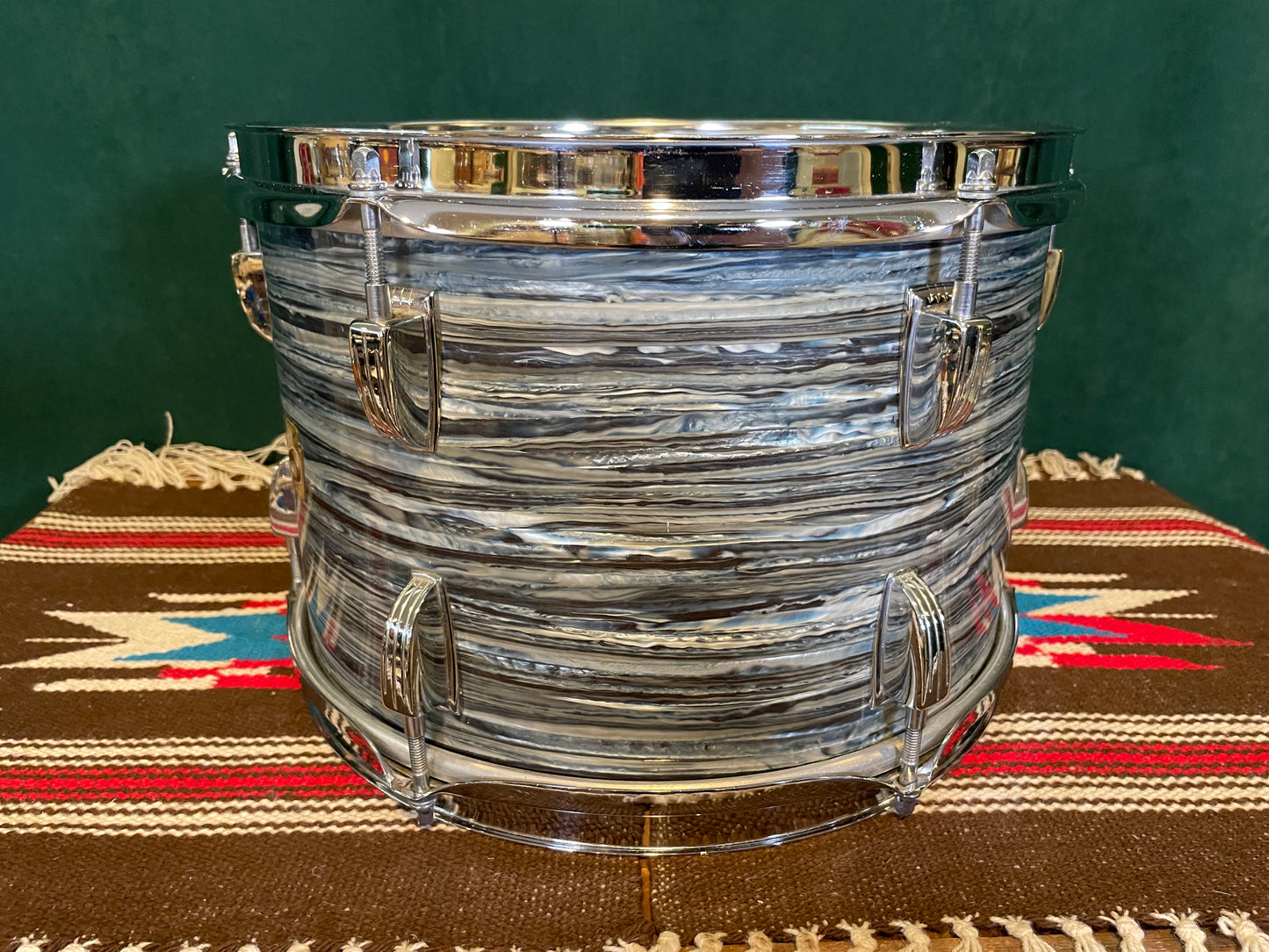 1968 Ludwig 8x12 Tom Drum Oyster Blue Pearl Down Beat