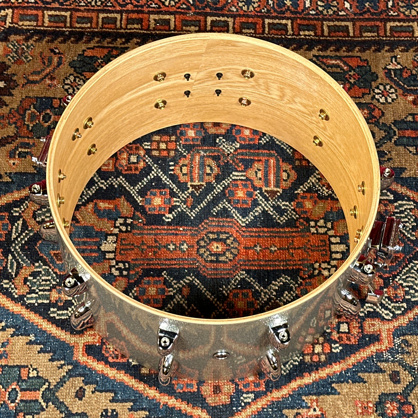 2007 Yamaha Oak Custom 7x14 Snare Drum Silver Sparkle MIJ NSD087A