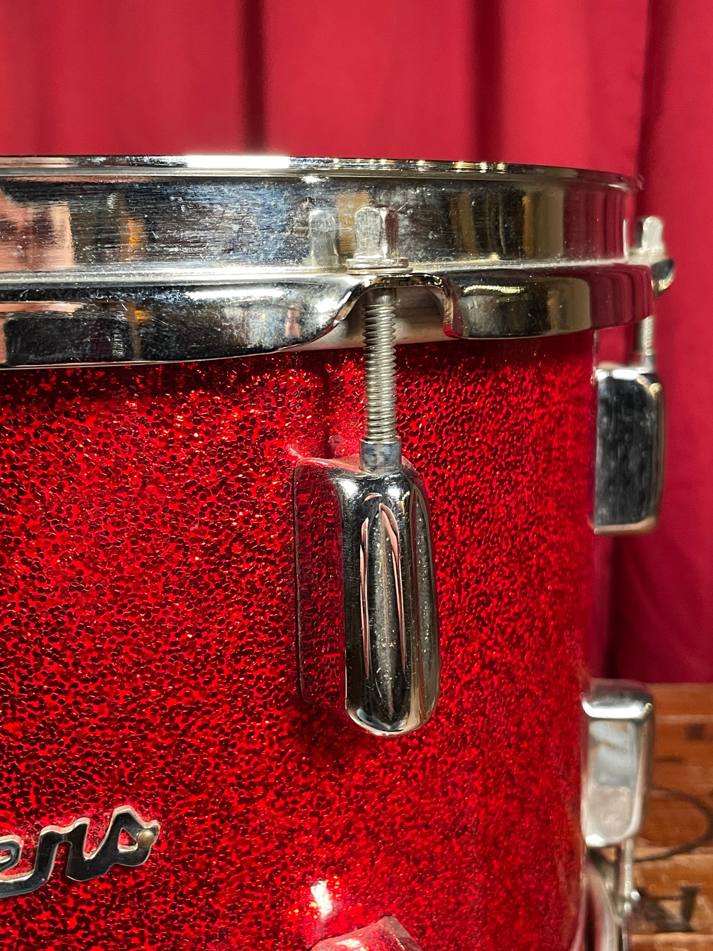 Rogers Clone 8x10 Tom Drum Red Sparkle Bread And Butter Lug Keller Shell