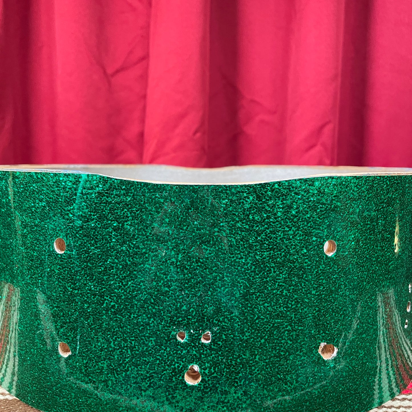 1960s Gretsch 5.5x14 Round Badge Snare Drum Shell Green Sparkle Rewrap