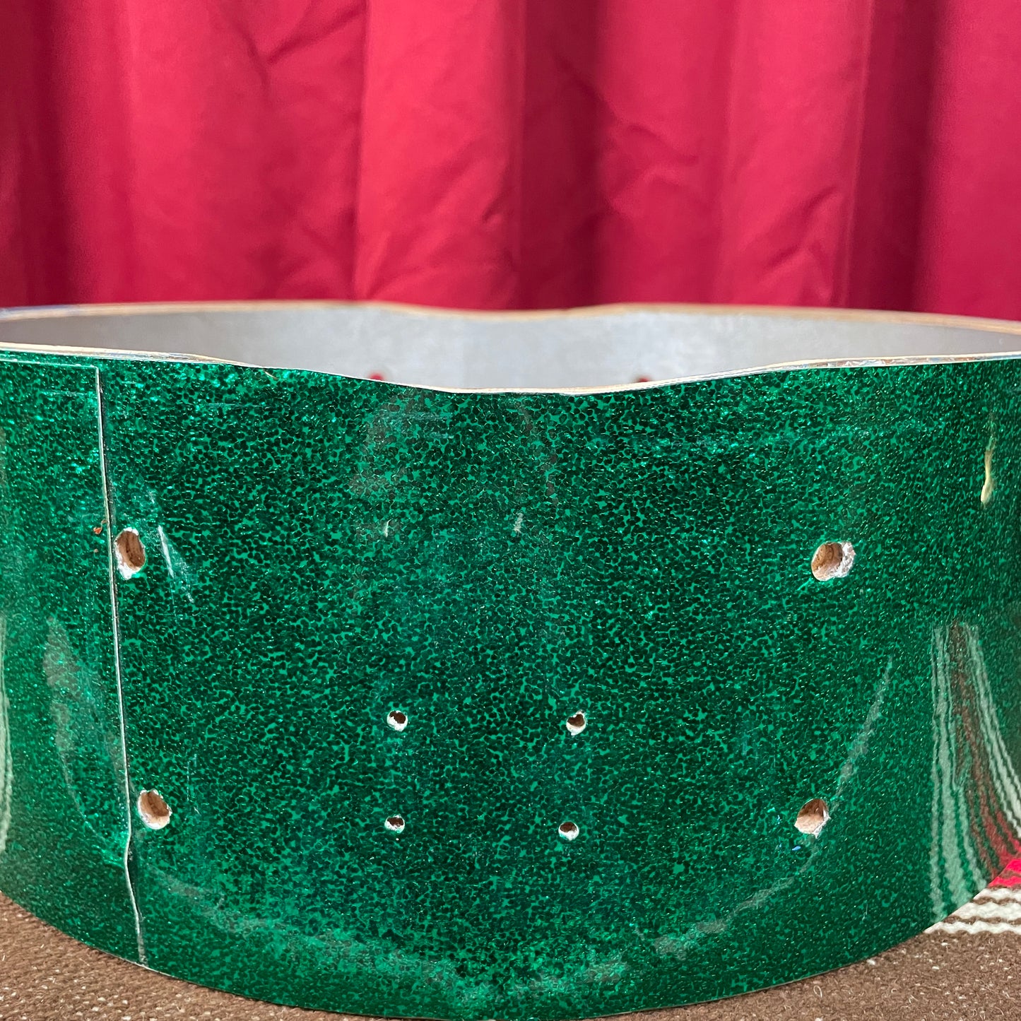1960s Gretsch 5.5x14 Round Badge Snare Drum Shell Green Sparkle Rewrap