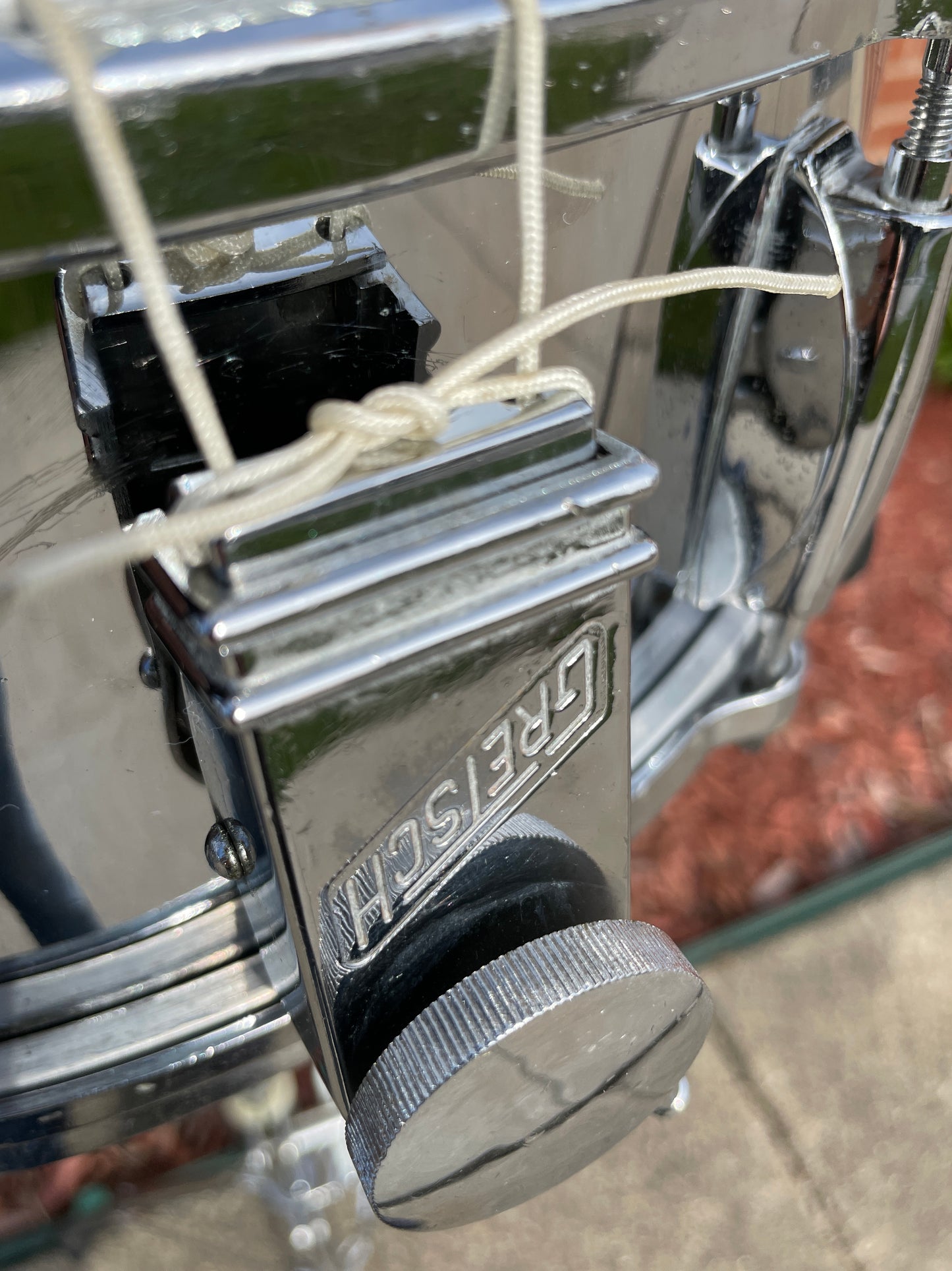 1960s Gretsch 5x14 Model 4160 Chrome Over Brass Snare Drum Round Badge