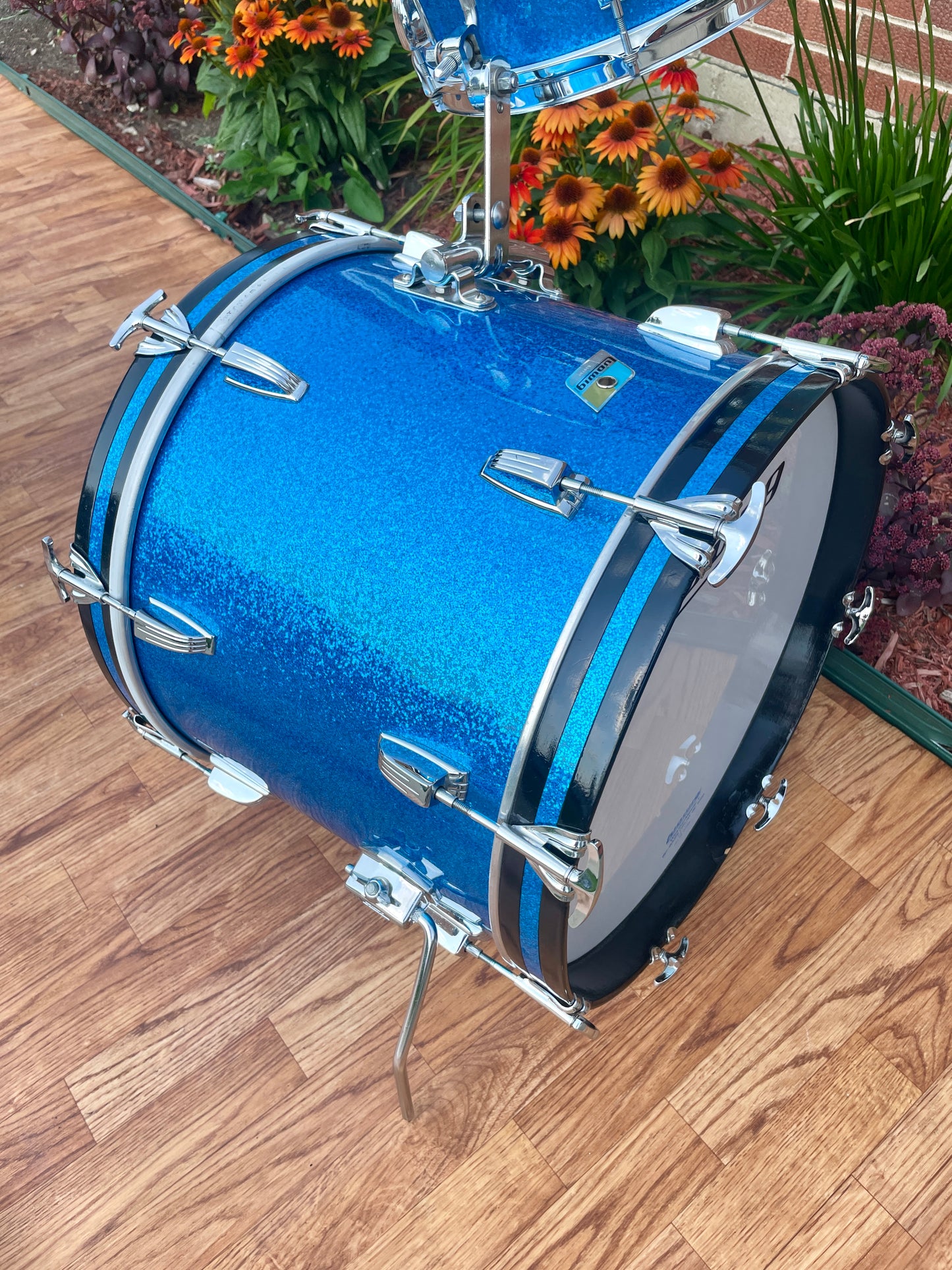 1970s Ludwig 3-Ply Bop Drum Set Blue Sparkle 18/12/14
