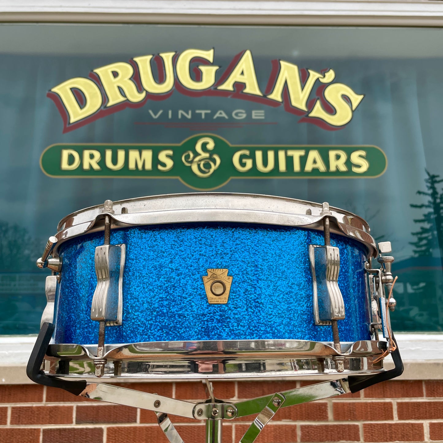 1966 Ludwig 5x14 Pioneer No. 491 Snare Drum Blue Sparkle Nickel
