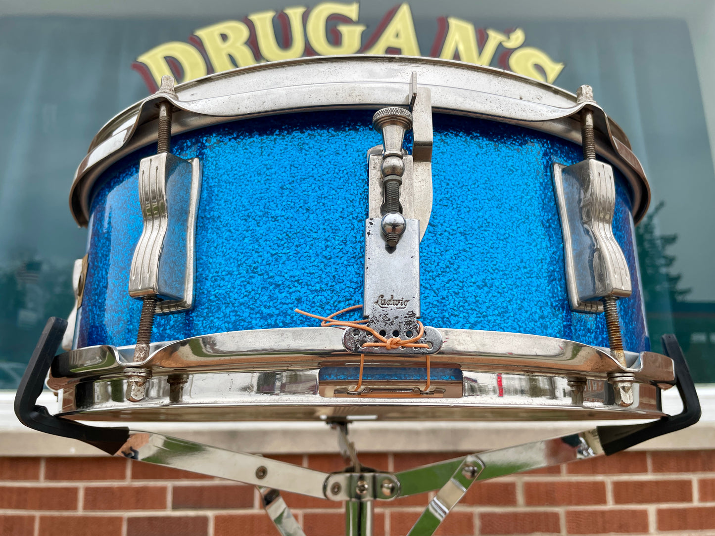 1966 Ludwig 5x14 Pioneer No. 491 Snare Drum Blue Sparkle Nickel