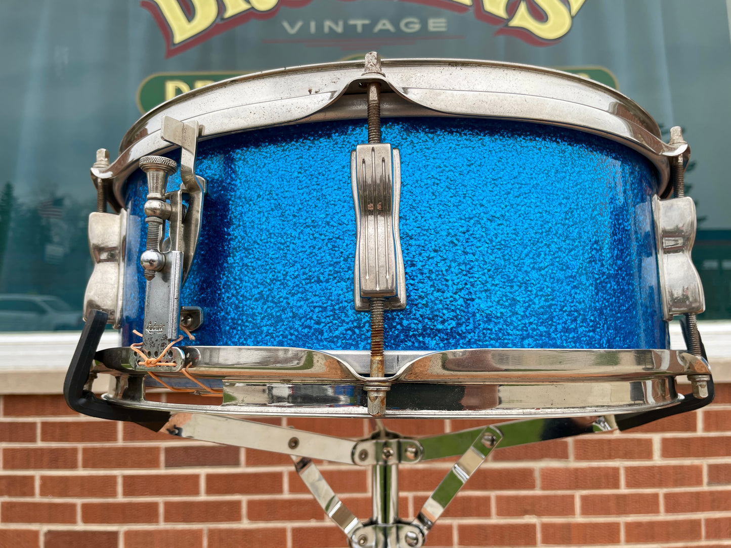 1966 Ludwig 5x14 Pioneer No. 491 Snare Drum Blue Sparkle Nickel