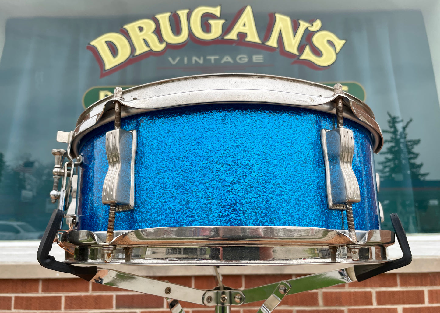1966 Ludwig 5x14 Pioneer No. 491 Snare Drum Blue Sparkle Nickel