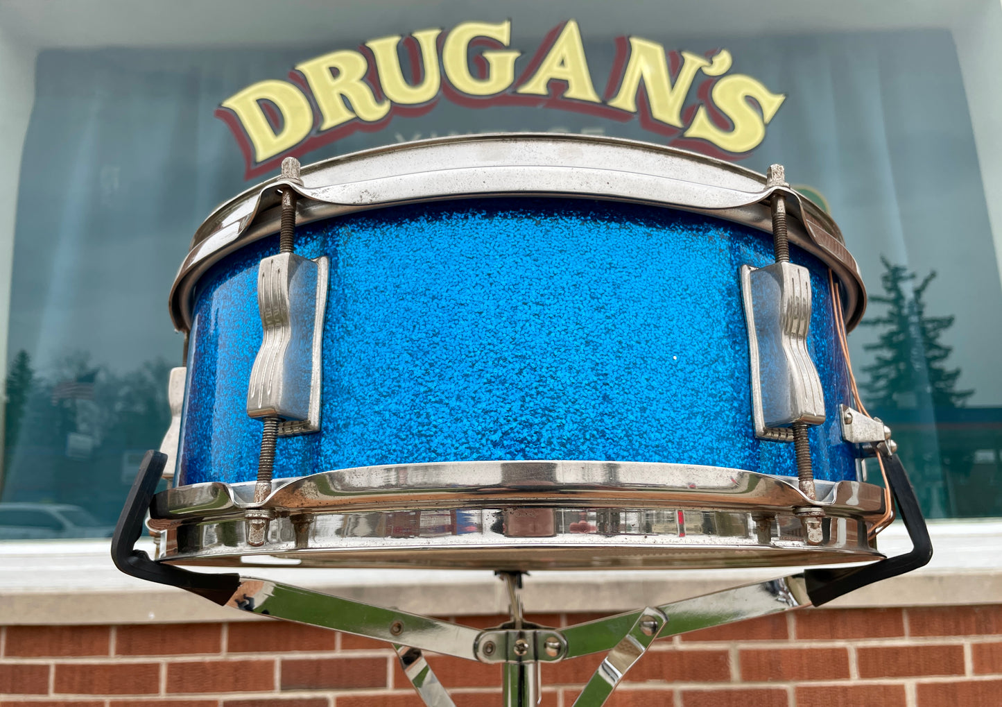 1966 Ludwig 5x14 Pioneer No. 491 Snare Drum Blue Sparkle Nickel