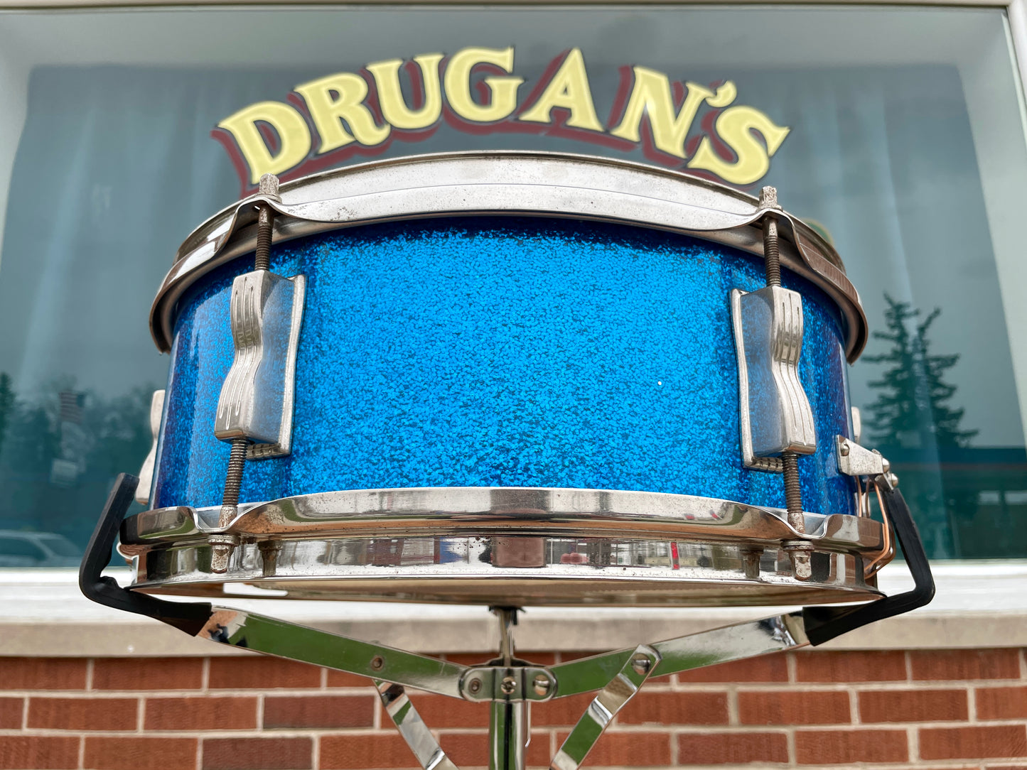 1966 Ludwig 5x14 Pioneer No. 491 Snare Drum Blue Sparkle Nickel