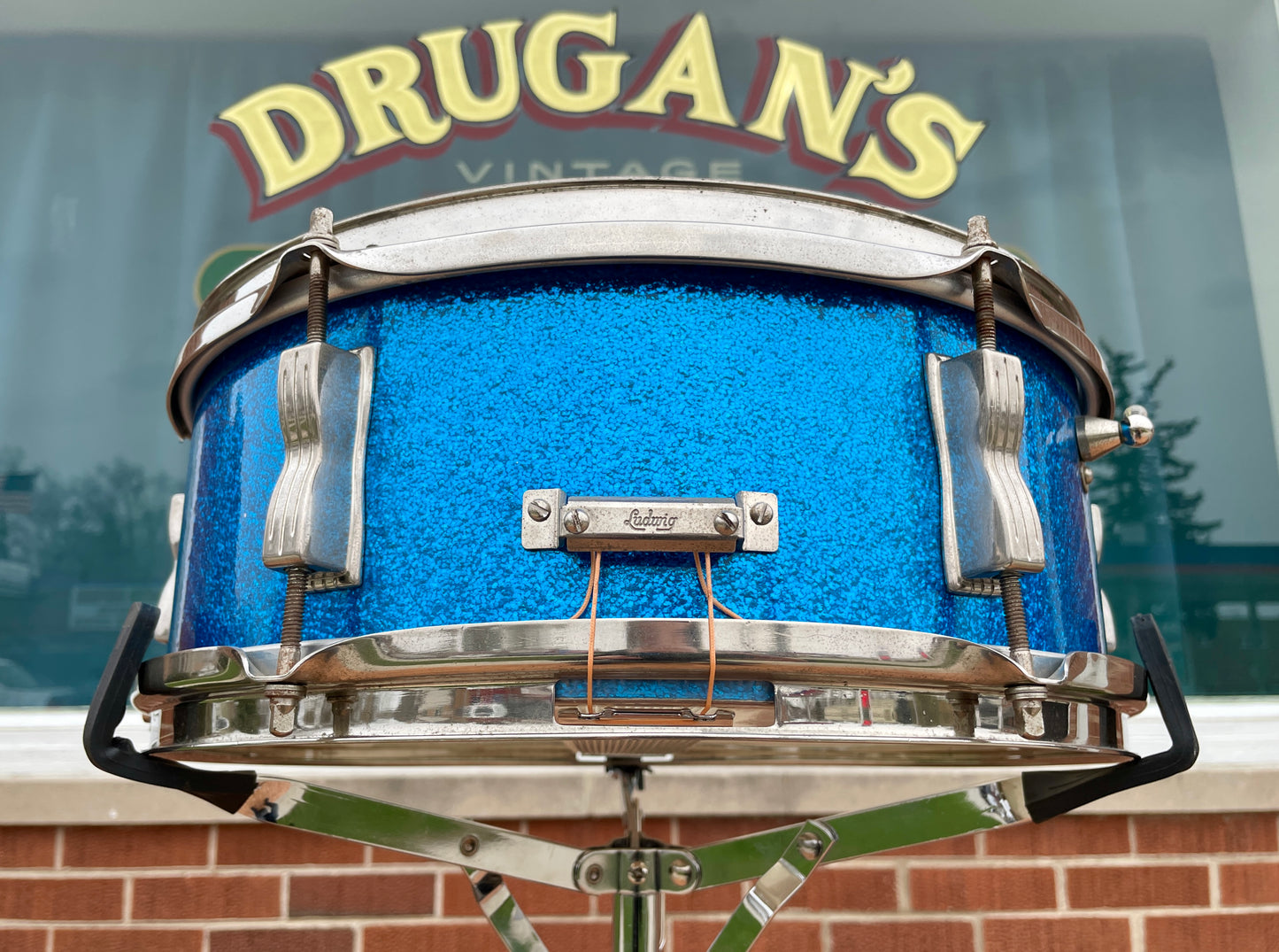 1966 Ludwig 5x14 Pioneer No. 491 Snare Drum Blue Sparkle Nickel