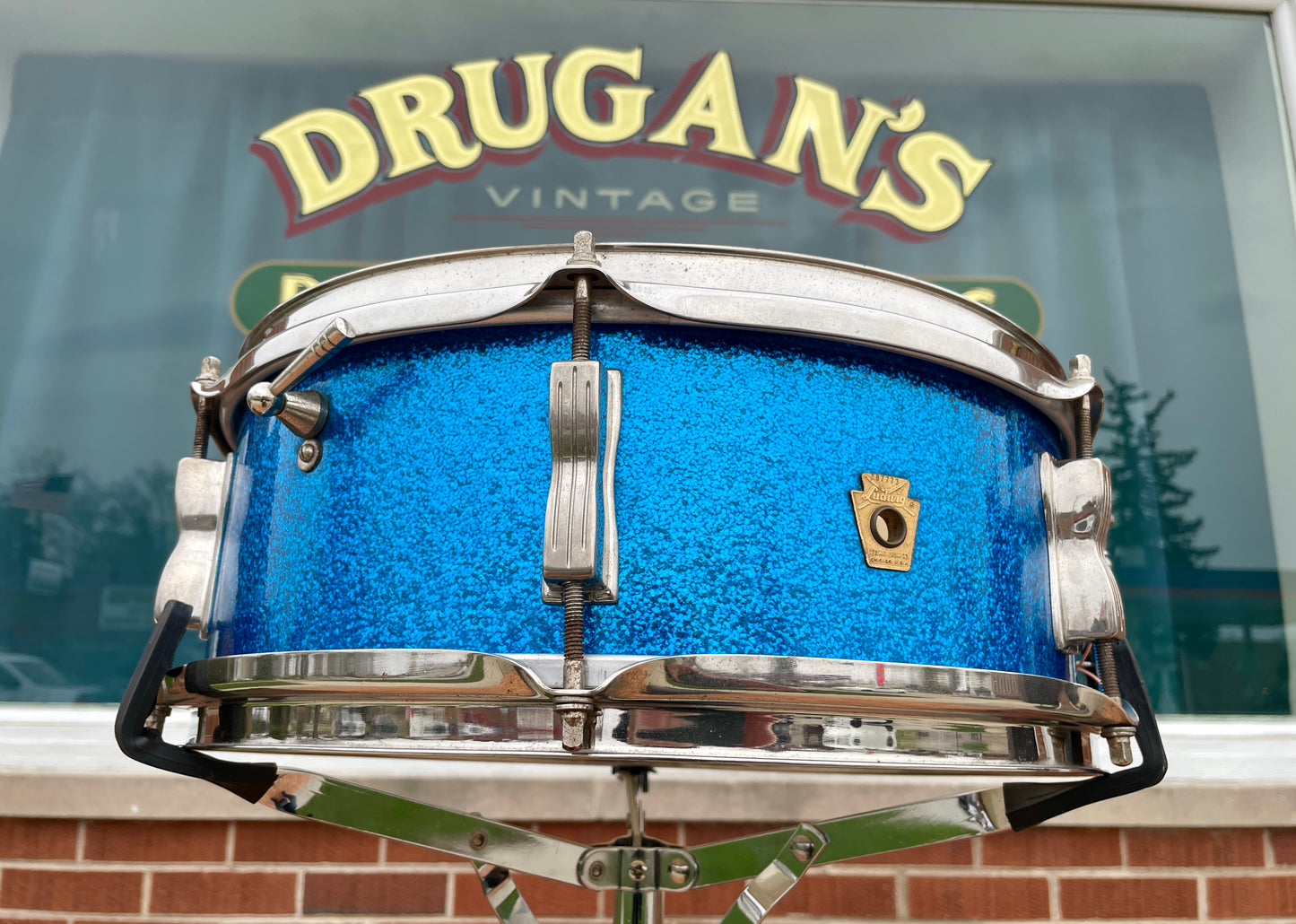 1966 Ludwig 5x14 Pioneer No. 491 Snare Drum Blue Sparkle Nickel