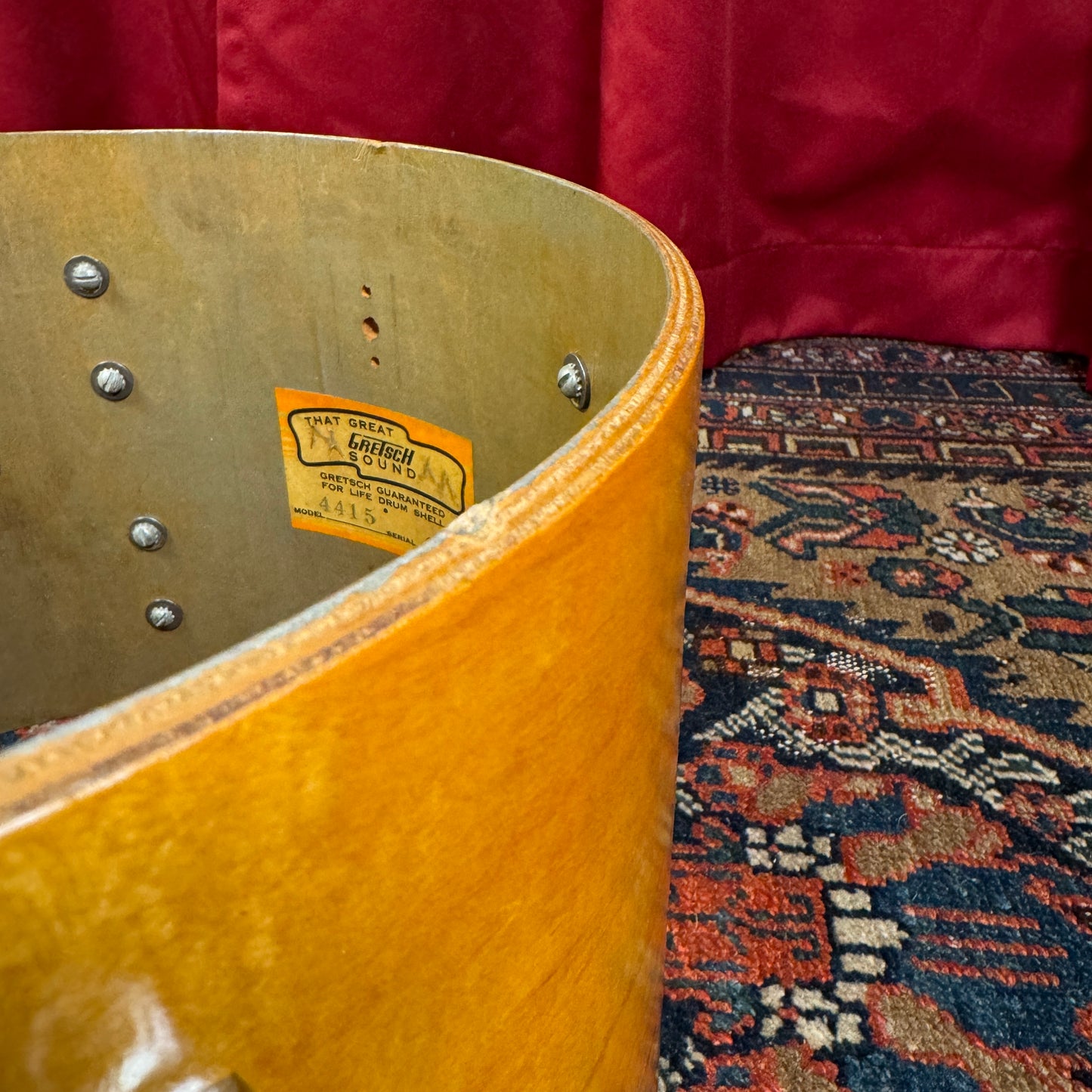1960s Gretsch 8x12 Floor Tom Drum Natural Round Badge