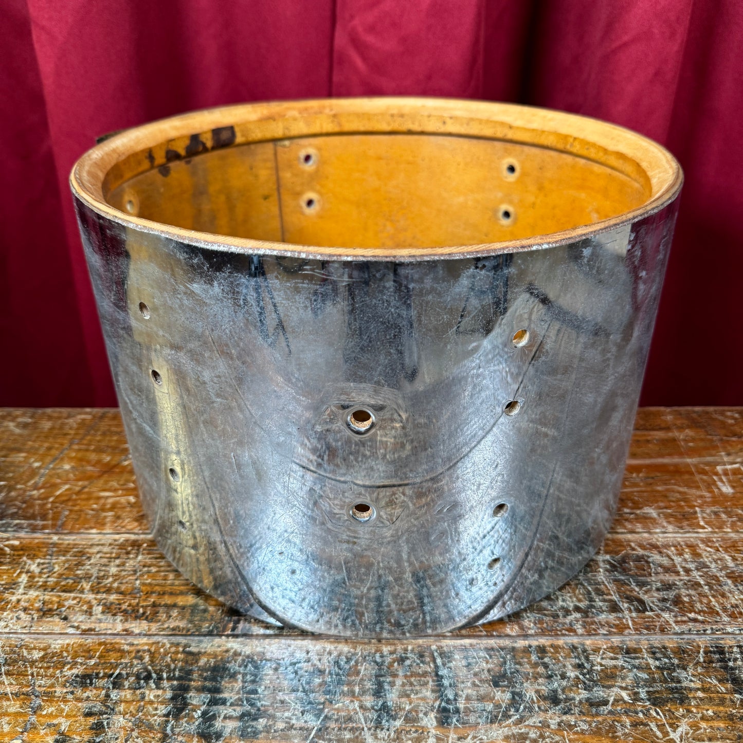 1970s Ludwig 8x12 Super Classic Tom Drum Shell Chrome Over Wood COW