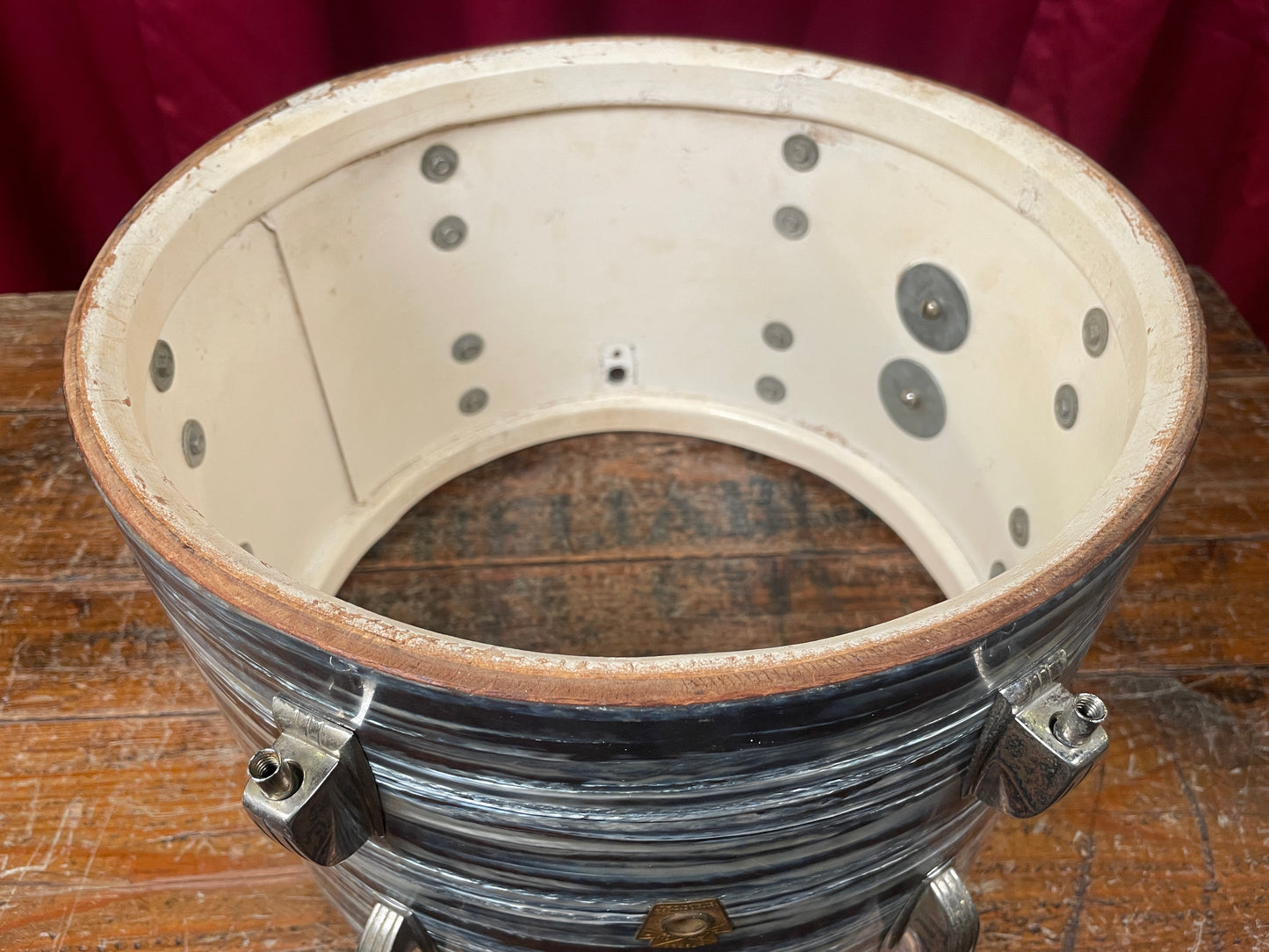 1965 Ludwig 8x12 Tom Drum Single Oyster Blue Pearl Hollywood Left-Side