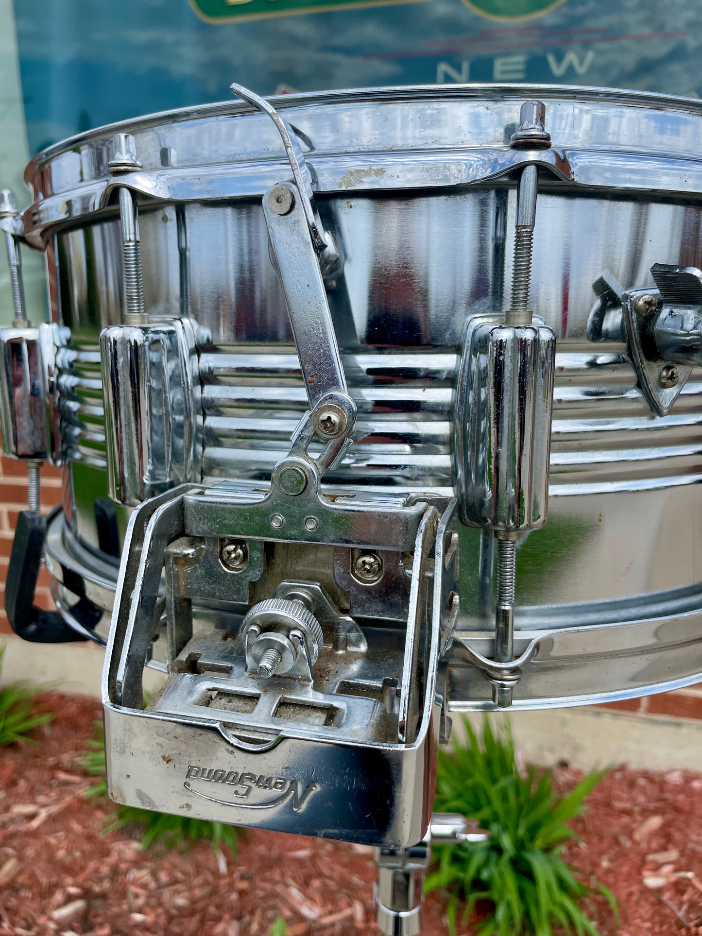 1980s Blackhawk by Gretsch 6.5x14 Steel Snare Drum Newsound Parallel Strainer