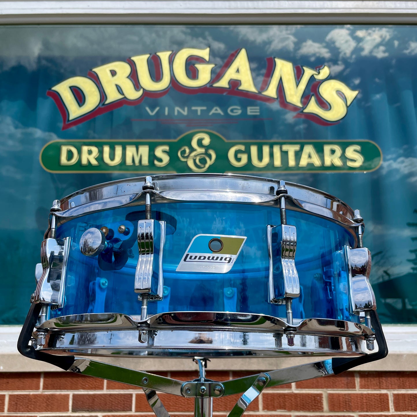 1970s Ludwig 5x14 Blue Vistalite Snare Drum
