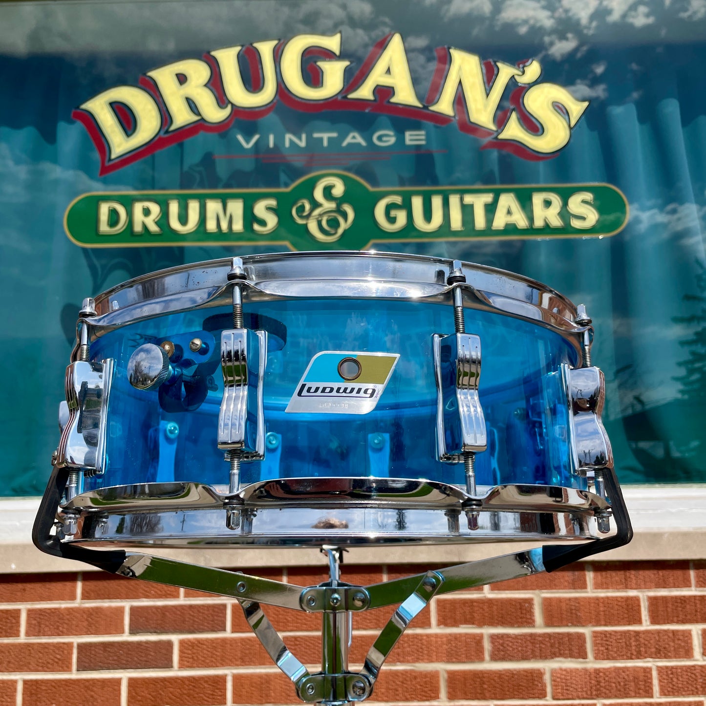 1970s Ludwig 5x14 Blue Vistalite Snare Drum