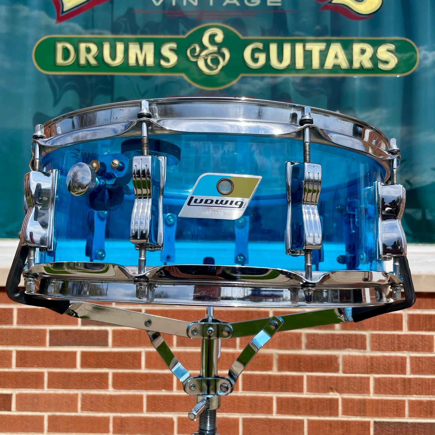 1970s Ludwig 5x14 Blue Vistalite Snare Drum