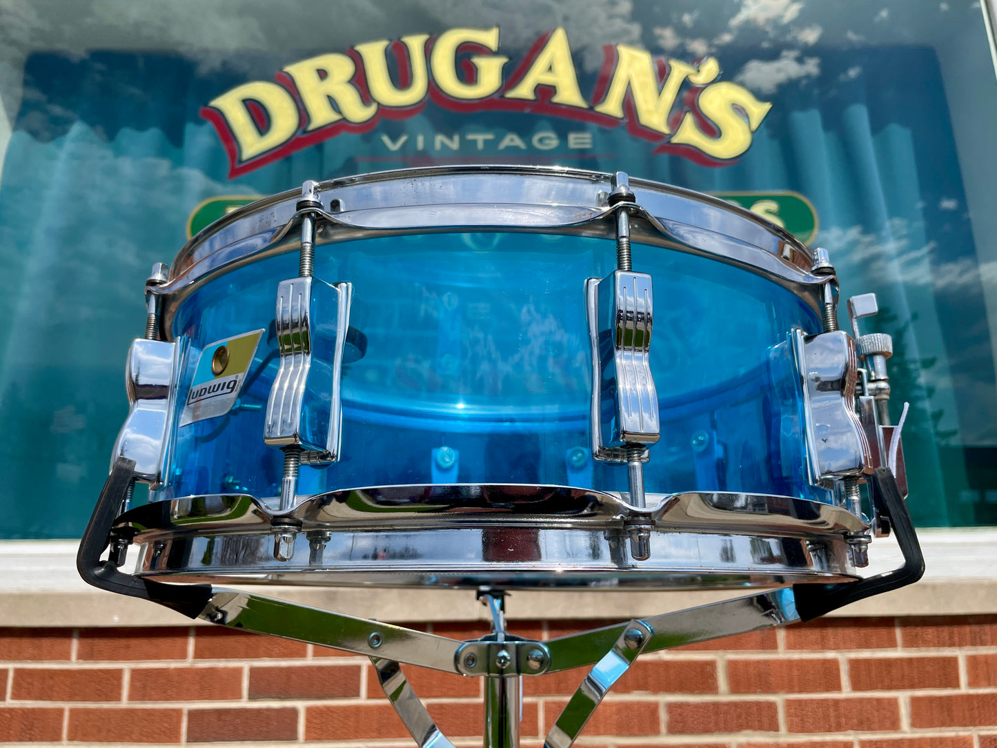 1970s Ludwig 5x14 Blue Vistalite Snare Drum