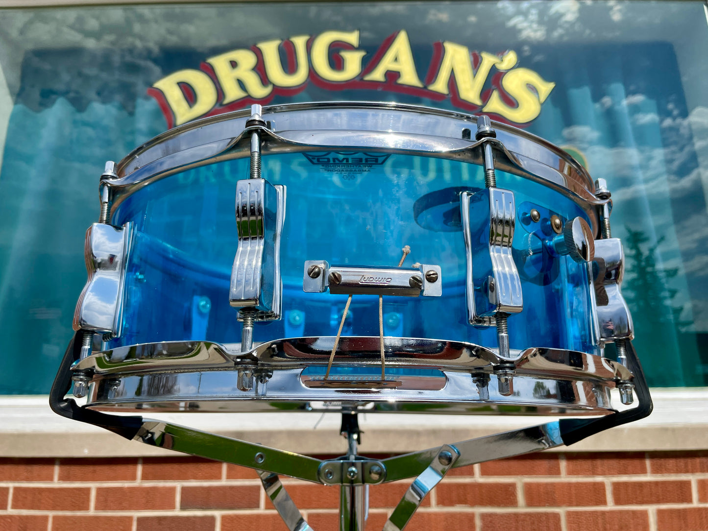 1970s Ludwig 5x14 Blue Vistalite Snare Drum