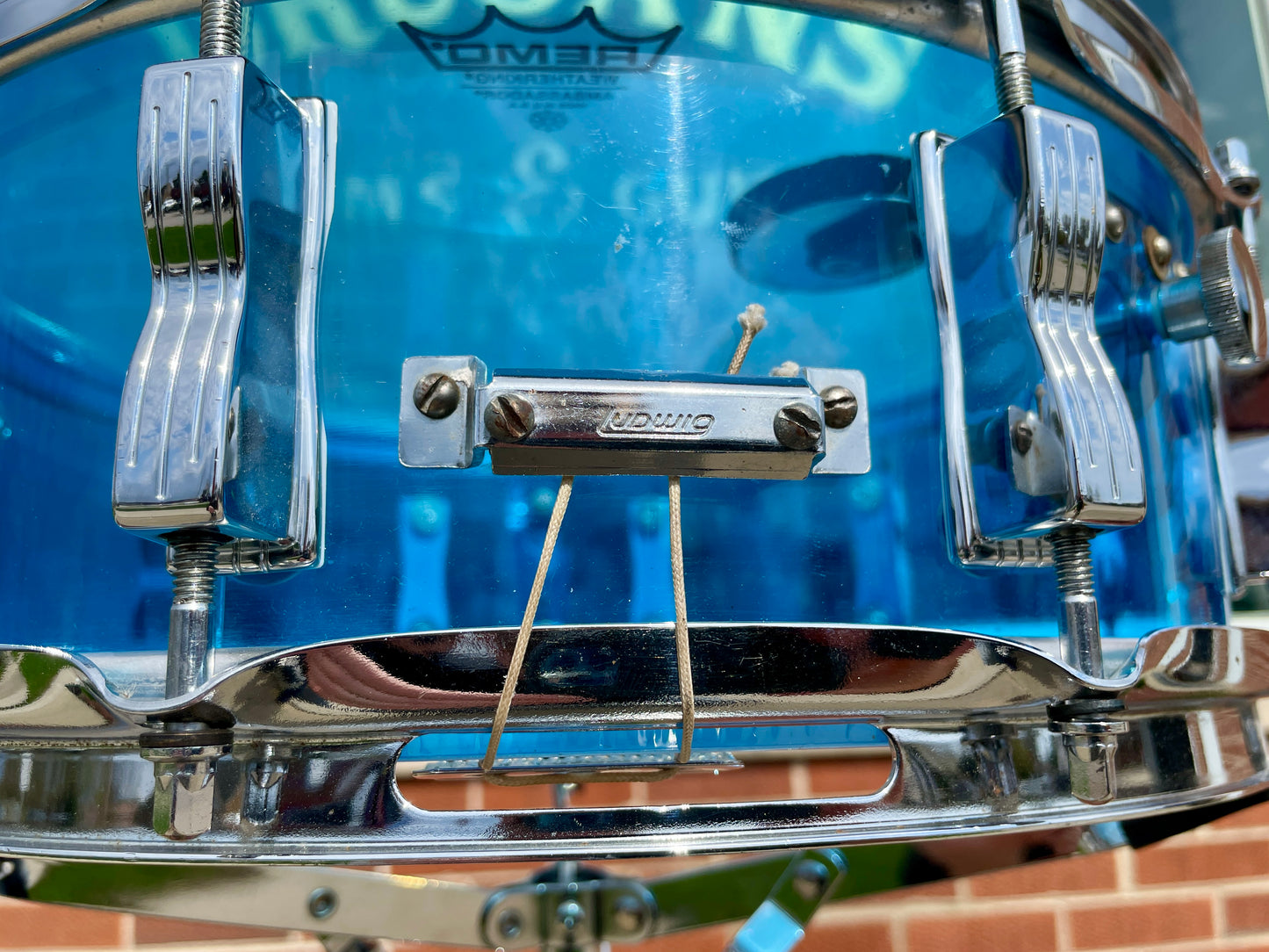 1970s Ludwig 5x14 Blue Vistalite Snare Drum