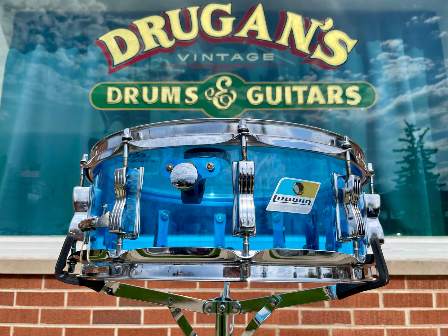 1970s Ludwig 5x14 Blue Vistalite Snare Drum