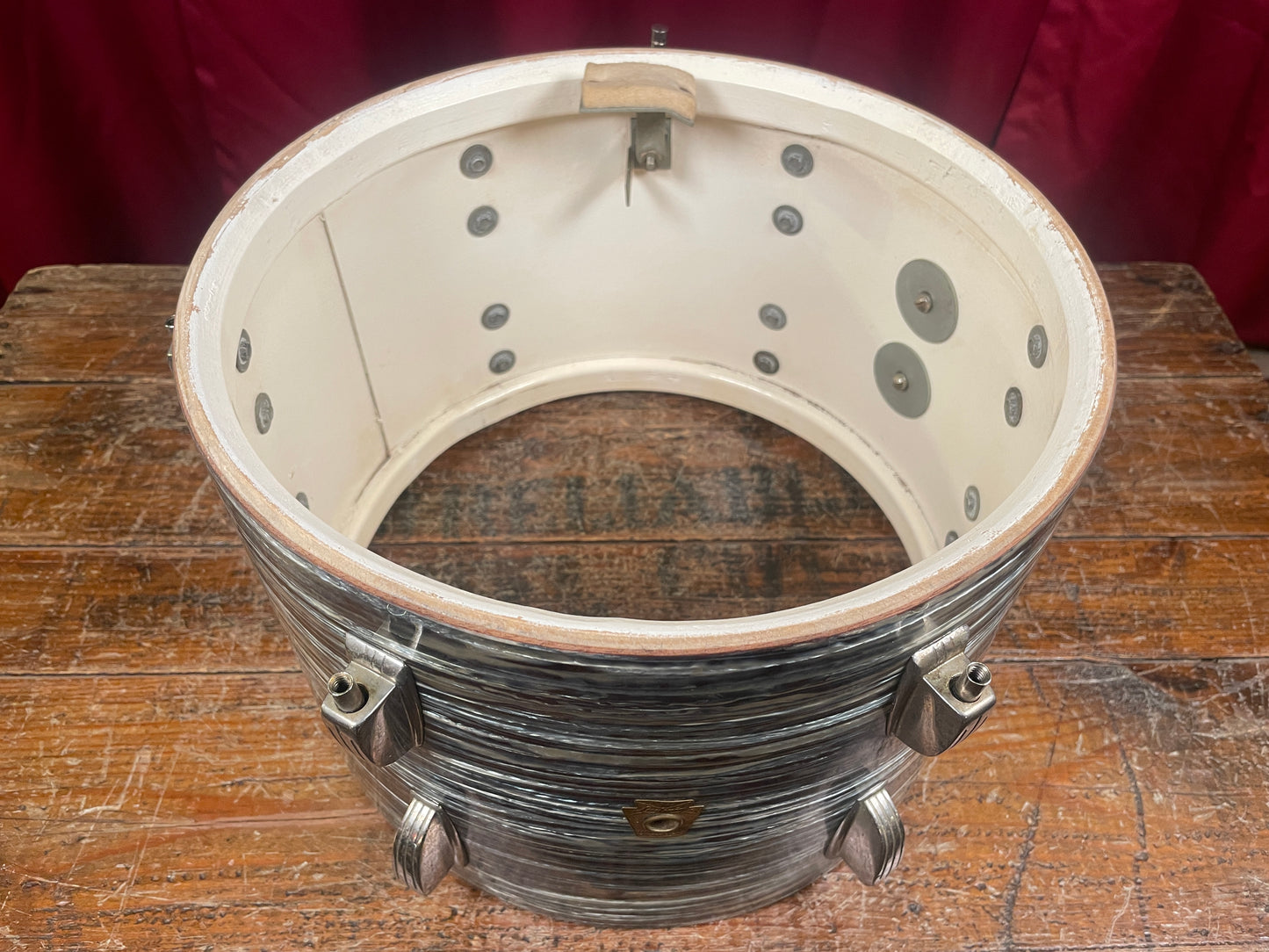 1965 Ludwig 8x12 Tom Drum Single Oyster Blue Pearl Hollywood Right Side