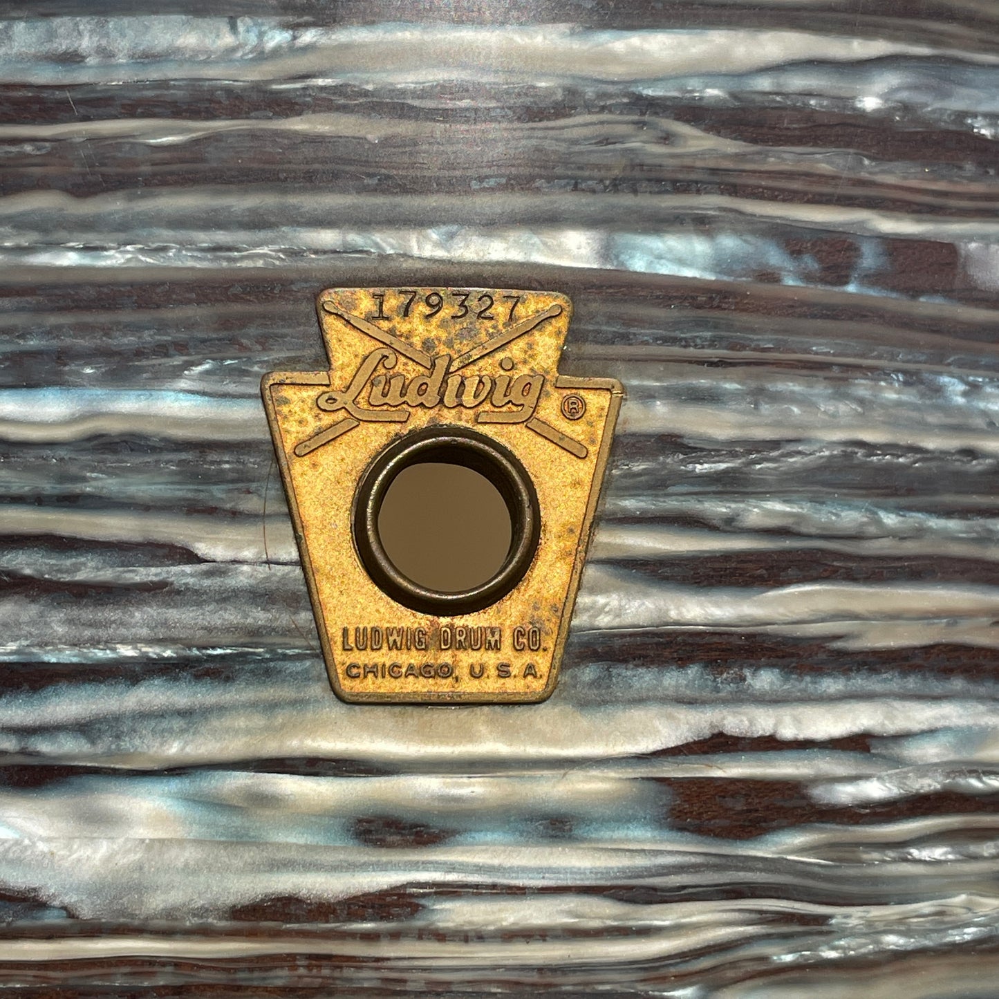 1965 Ludwig 8x12 Tom Drum Single Oyster Blue Pearl Hollywood Right Side