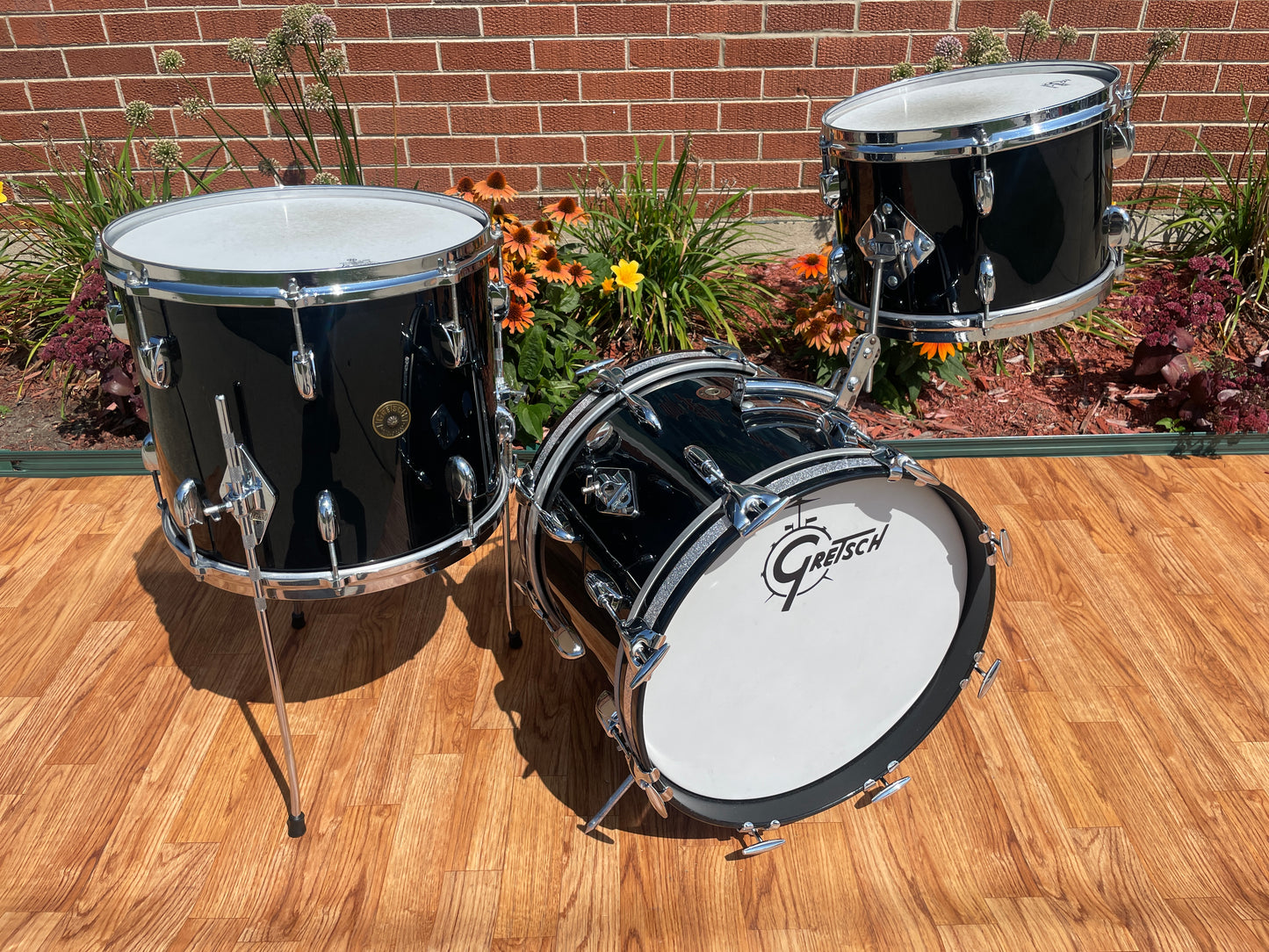 1960s Gretsch Round Badge Bop Drum Set Black Nitron 16/12/14